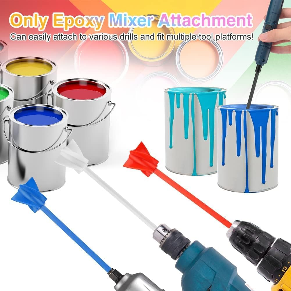 Resin Mixer Paddles, 4 Piece Set Paint Stirrers Drill Attachment,Reusable Plastic Epoxy and Resin Mixer Attachment Paddle,Epoxy Mixer Attachment for Drill image number 1