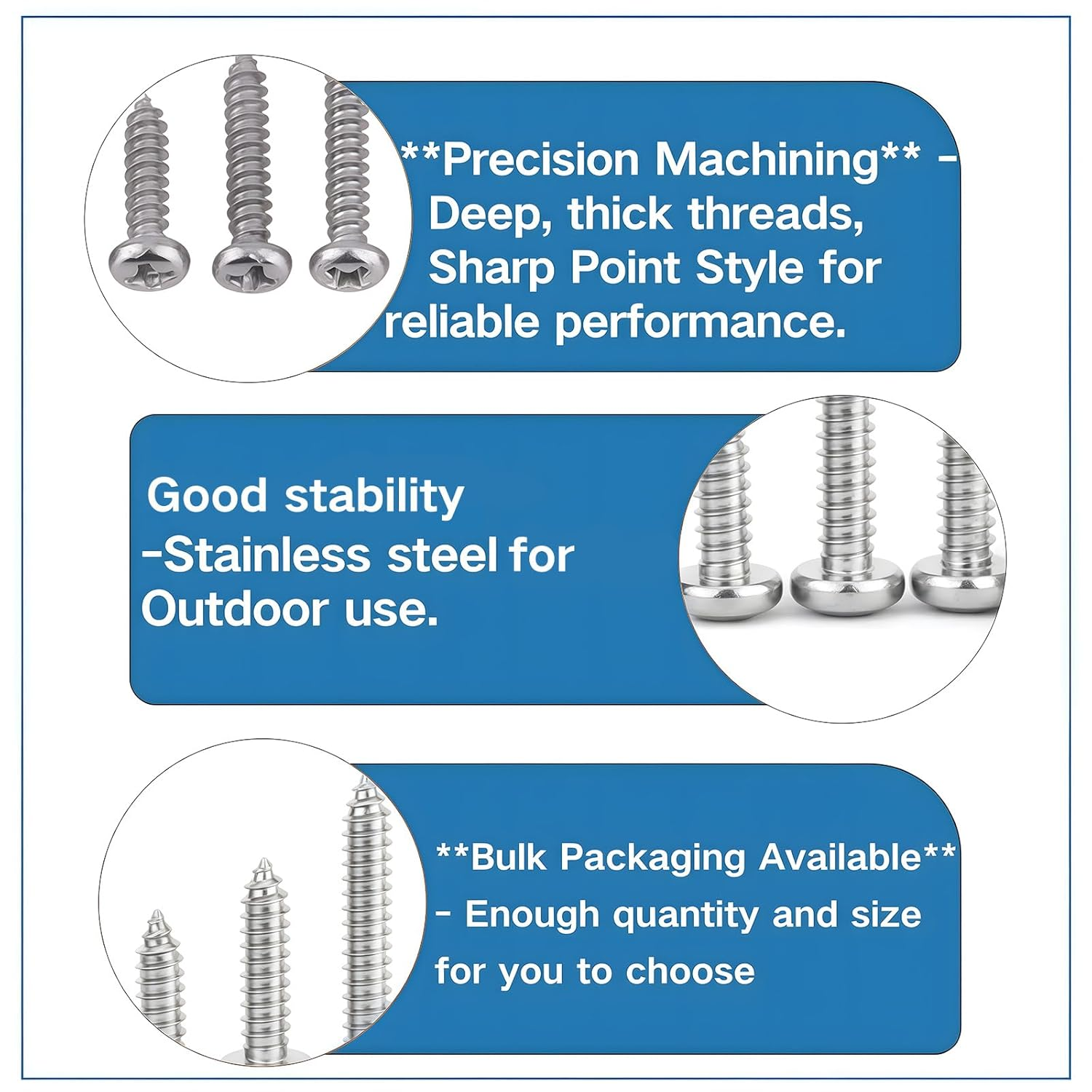 M3 Pan Head Self-Tapping Wood Screws,410Pcs Silver Wood Screw,Round Head Self Tapper Metal Fasteners,Mini 304 Stainless Steel Electronic Screws Coarse Threaded Sharp Point Fastener image number 6