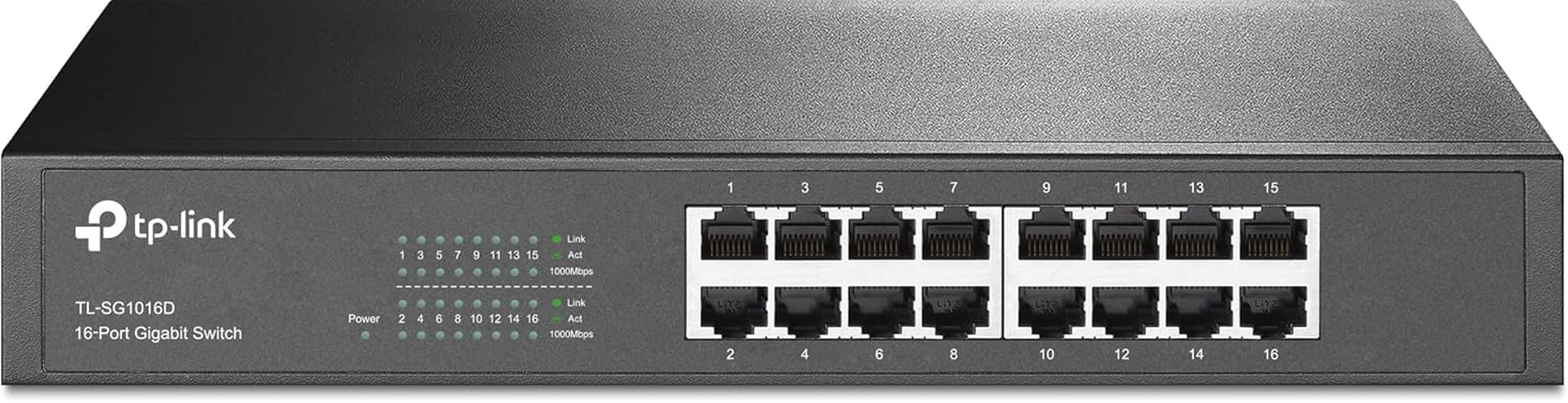 Tp-Link TL-SG1016D Poe Switch 16 Port Gigabit, 10/100/1000 Mbps, Plug & Play Network Switch,&lrm;&lrm; 802.1P/Dscp Qos, Loop Prevention Isolation Mode, Desktop/Rack Mount, Metal Case IEEE 802.3X image number 1