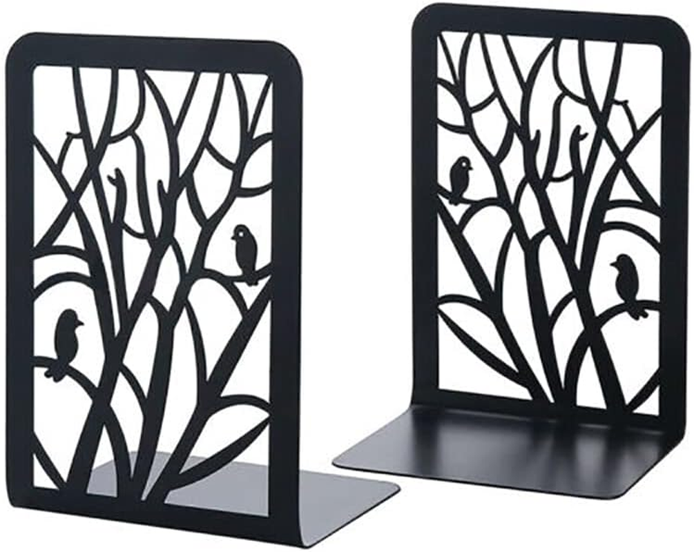 1 Pair Heavy Duty Metal Bookends Decorative Book Ends Holder Stationery Supplies, Non-Slip, Perfect for Office and Home Decor, 6.9X4.7 Inches