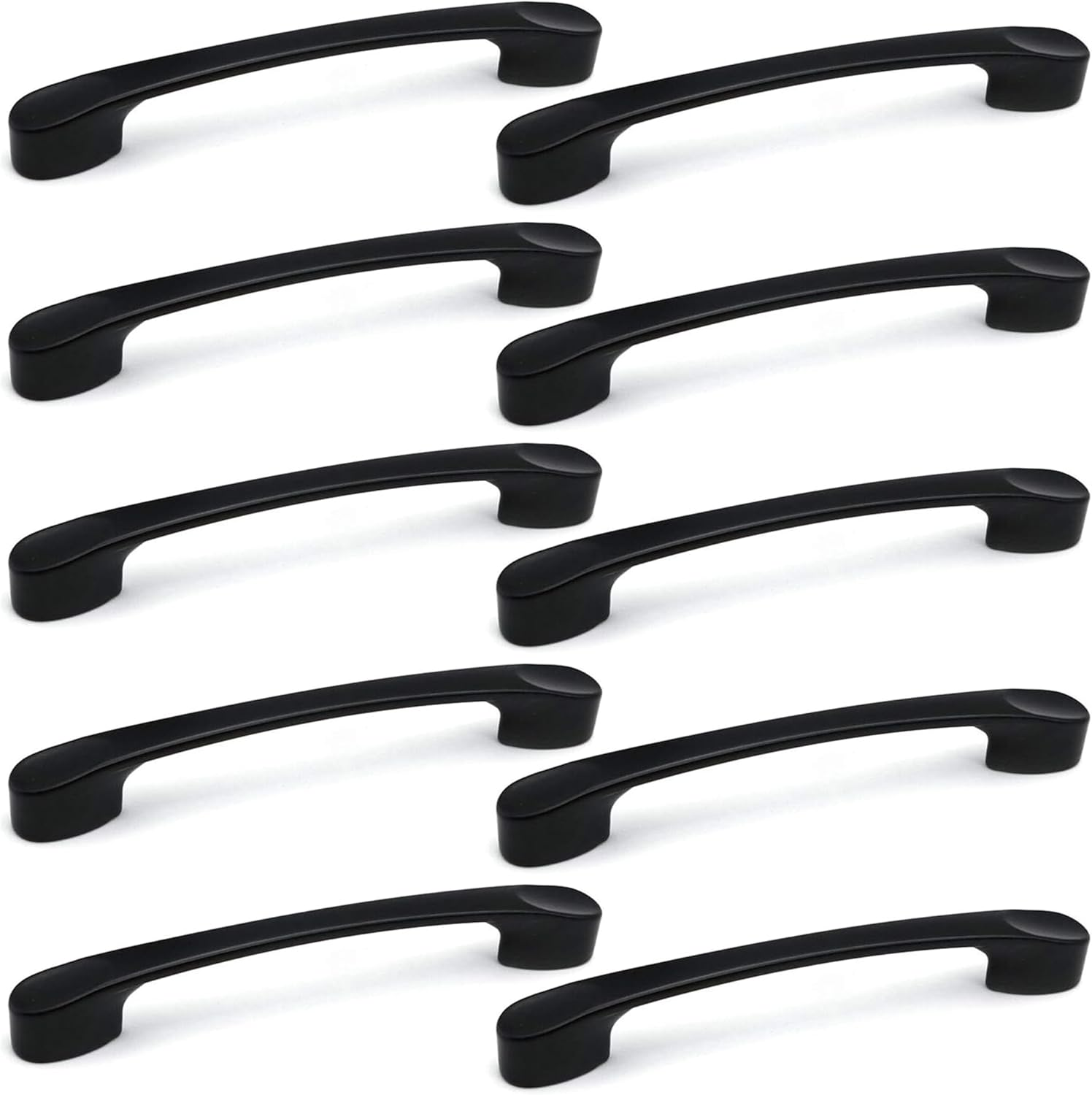 Set of 10 Matt Black Cabinet Door Handles and Pulls,Hardware Furniture Drawer Handles,Zinc Alloy Kitchen Cabinet Wardrobe Door Handles Pull,135Mm Long,Handles Hole Center 96Mm with Screw image number 1