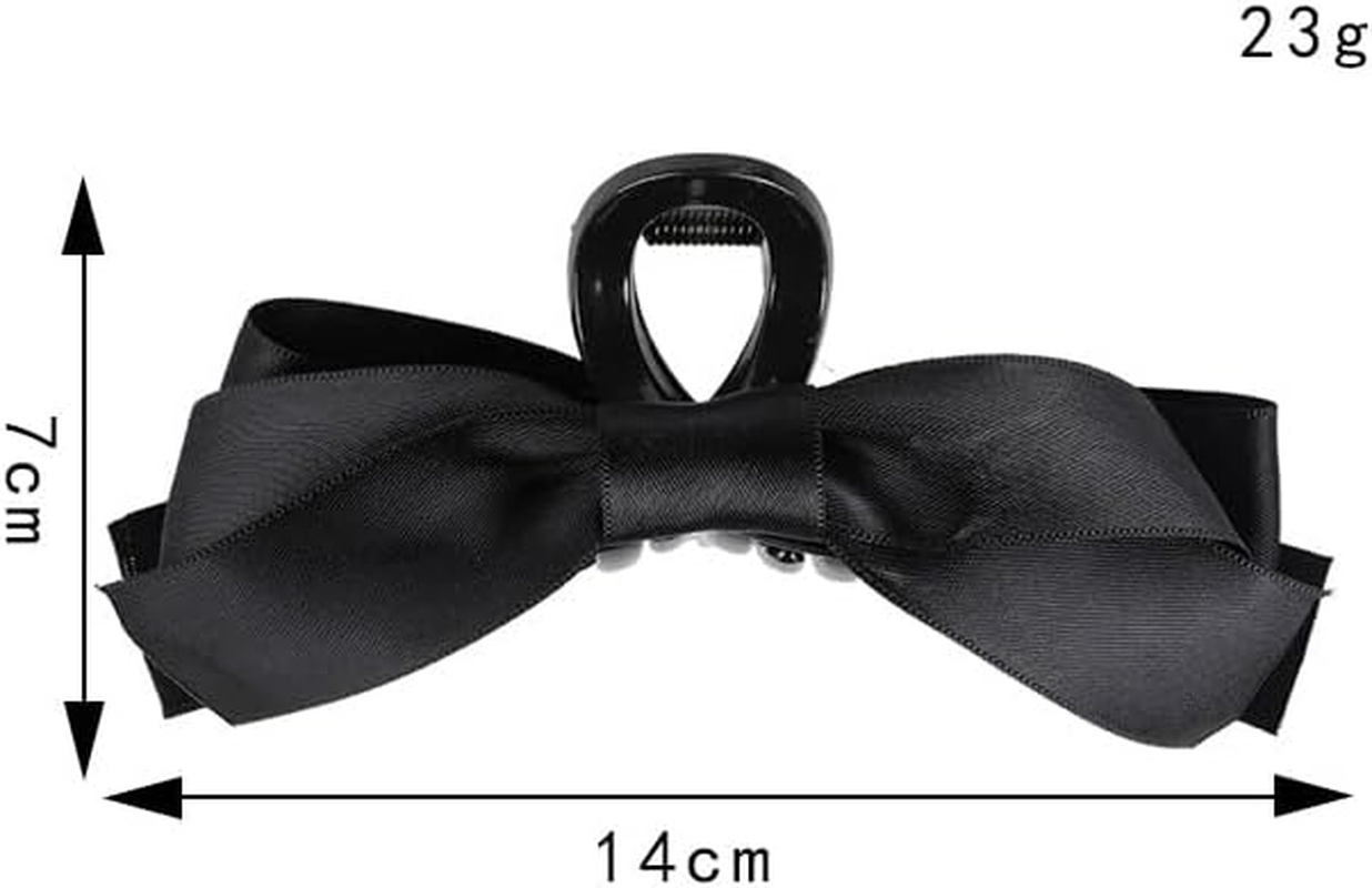 WERPUER 4 Pieces Non-Slip Hair Clip with Bow for Thin Thick Curly Hair Accessories with Bow for Birthday Party Christmas Thanksgiving (Black, Pink, Green, Red) image number 1