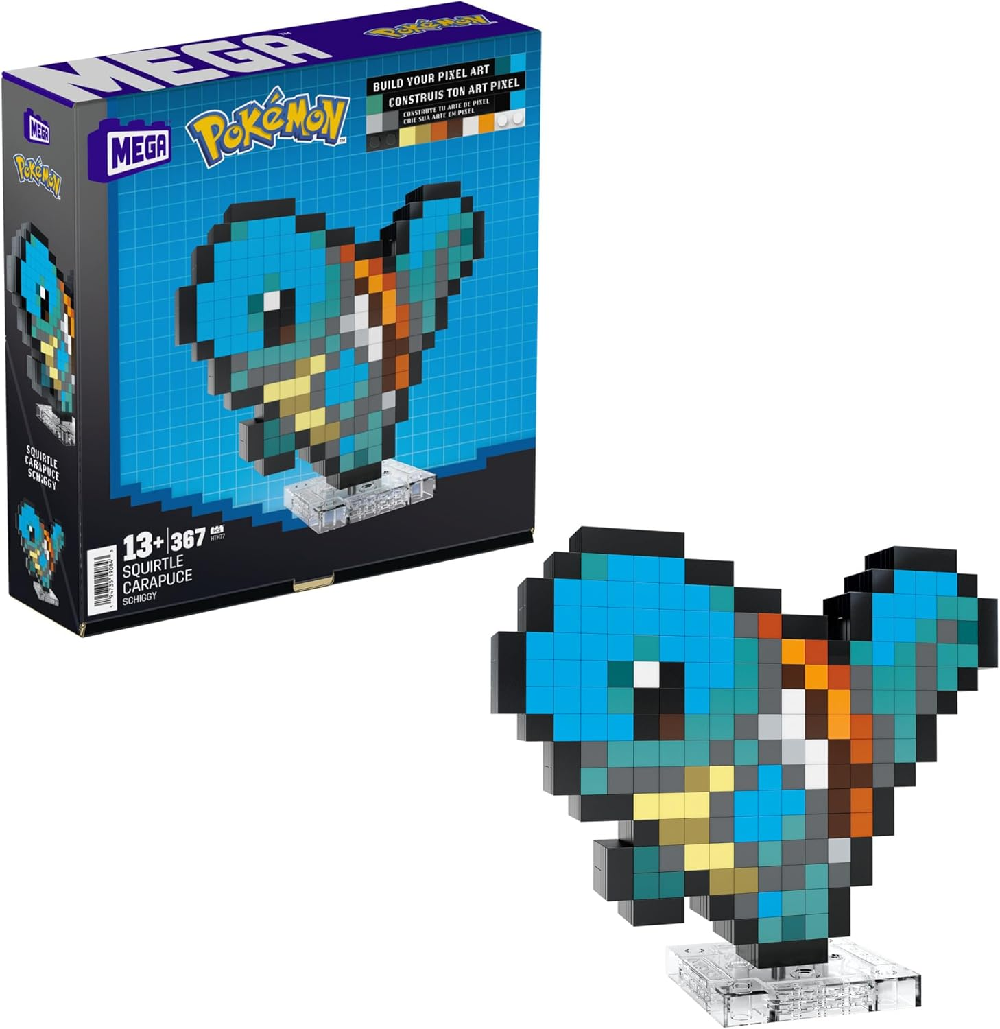 MEGA Pokemon Action Figure Building Set, Squirtle with 367 Pieces and Pixel Retro Style, for Table or Wall Decor, Build & Display Toy for Collectors image number 1