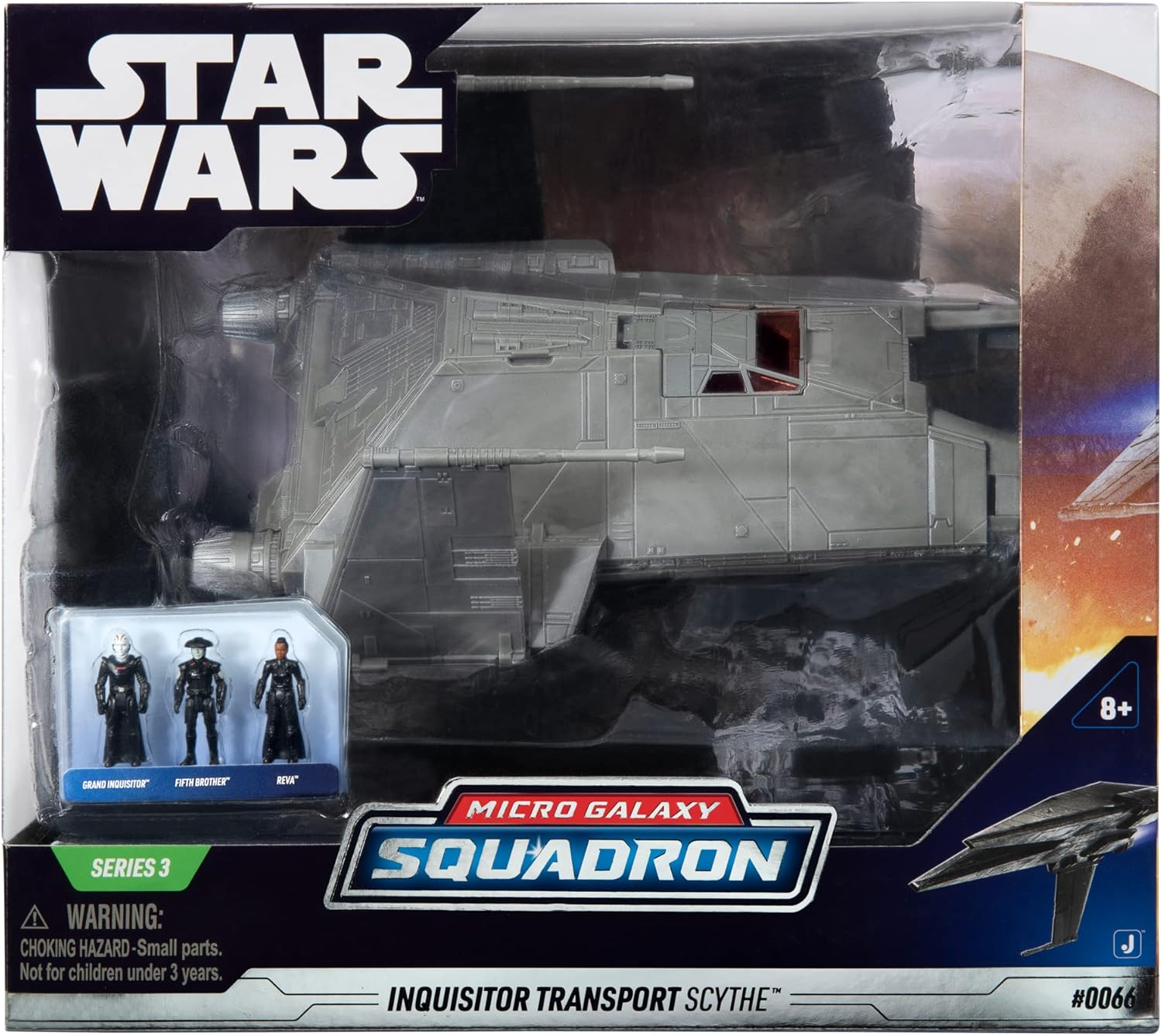 STAR WARS Micro Galaxy Squadron Inquisitor Transport Scythe - 7-Inch Starship Class Vehicle with Three 1-Inch Micro Figure Accessories