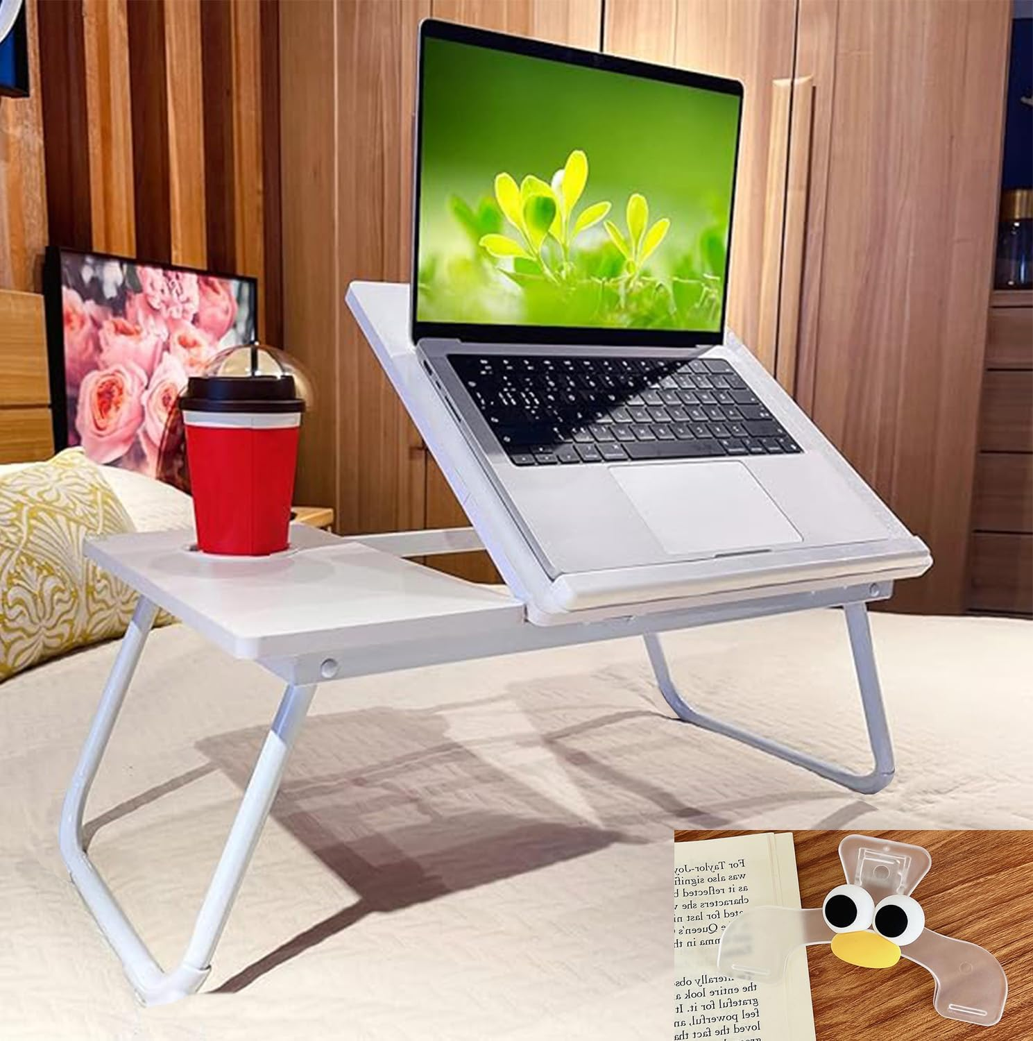 Laptop Desk for Bed or Couch,Laptop Stand for Bed,Foldable Relaxing - Area Work Surface for Portable Electronic Device and Writing (White) image number 3
