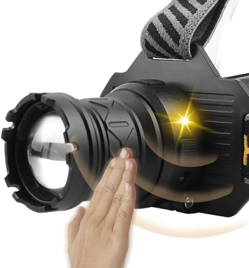 Ultra-Brightness Rechargeable Headlamp,1000 Lumens,12 Modes,Motion Sensor,Red Warning Lights,Zoom,60Hour Battery Life,Ip67,90&deg;Angle Adjustable for Outdoor Indoor Camping Running Hunting Car Repair image number 2