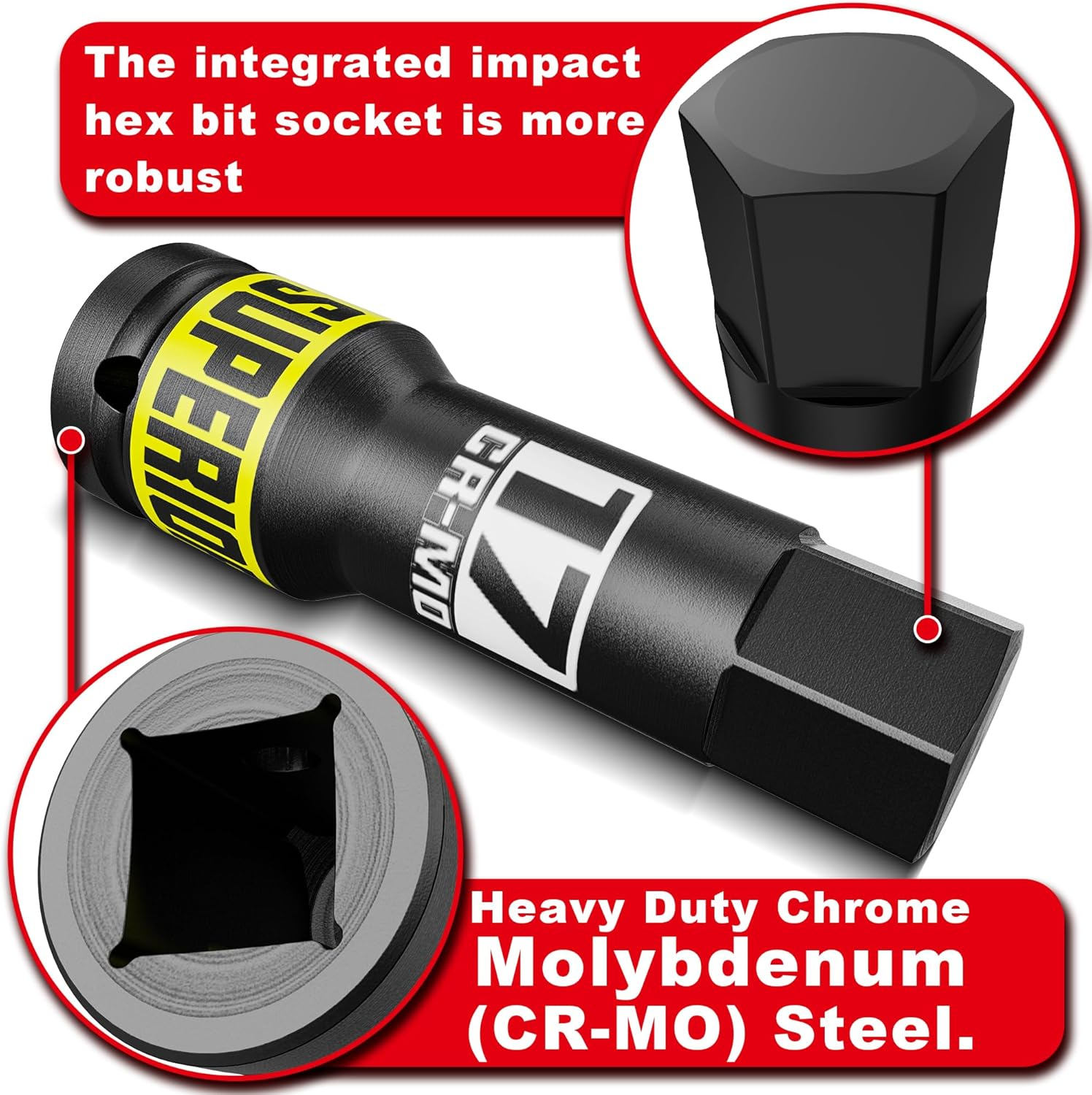 1/2" Drive Master Impact Hex Bit Socket Set, 5 Mm - 19 Mm, Impact Allen Bit Socket Set, Cr-Mo Steel, for Installing, Dismantling and Repairing Wheel Nuts on Vehicles,10 Pieces image number 2
