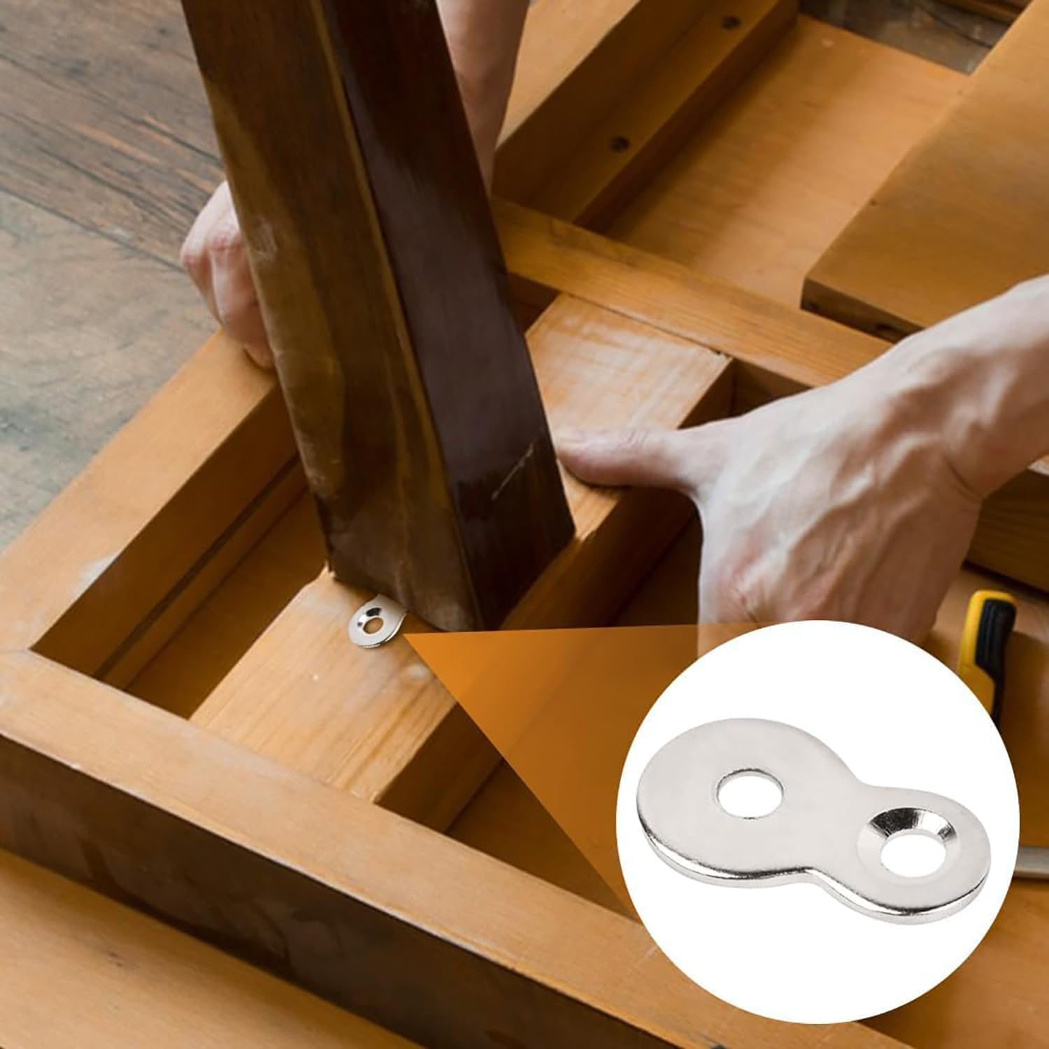 BEANPRECOY 20Piece Figure 8 Steel Fasteners Heavy Duty Table Top Connectors for Desk and Chair Repair Heavy Duty Desk and Chair Repair Hardware Easy Install (Silver/Black) - Black image number 6