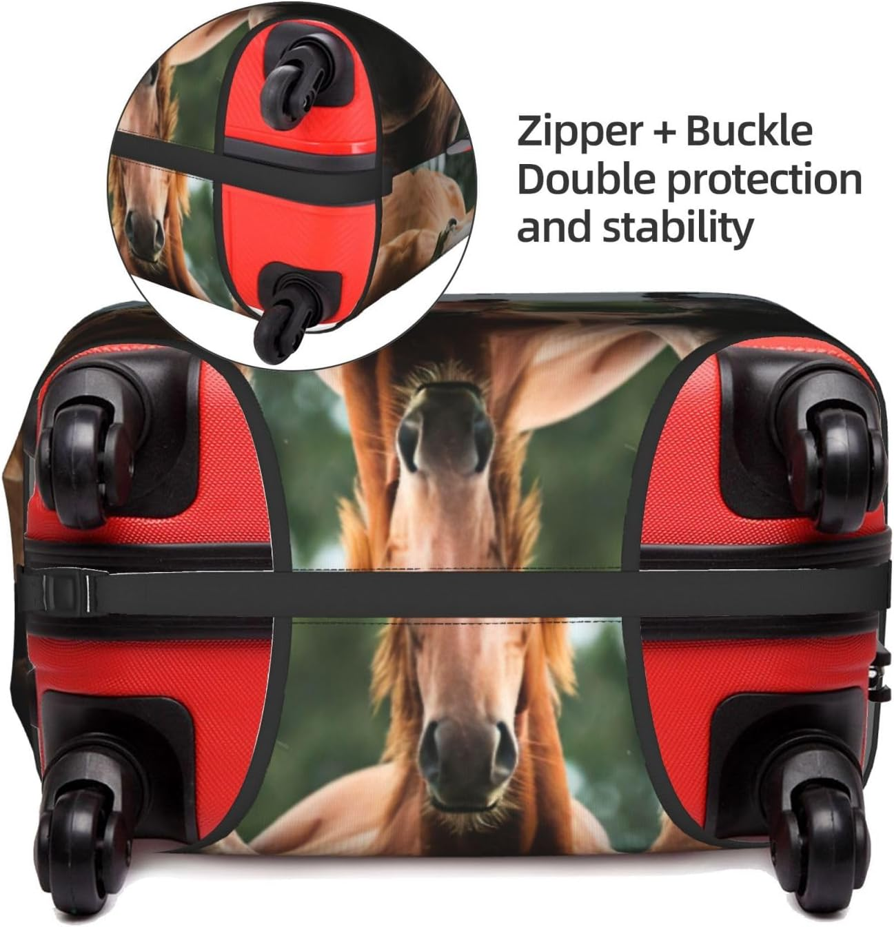 Odddot Animales Horses Print Travel Luggage Cover,Suitcase Protector Cover, Washable Baggage Covers,For 18-32 Inch Luggage, Animales Horses, Medium image number 4