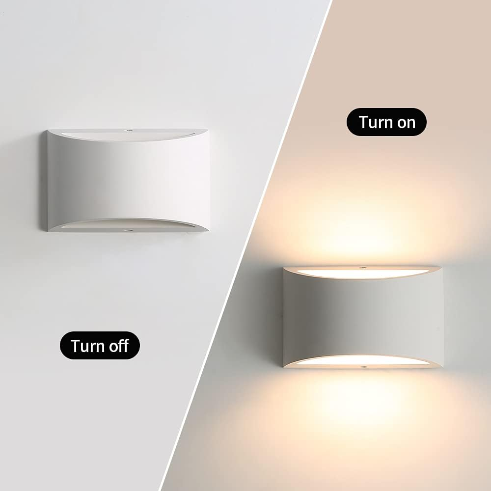 Pheashine Indoor Wall Light, 7W Warm White LED Modern Plaster Wall Lights, Decorative up and down Wall Lamp Sconce for Living Room, Bedroom, Corridor, Stairs, Pathway (G9 LED Bulb Include)