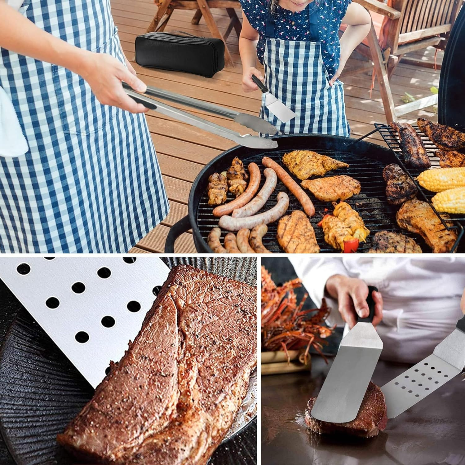 Barbecue Tool Set BBQ Tools Set 45Pcs Griddle Accessories Kit, Stainless Steel BBQ Accessories Complete BBQ Set Gift, Barbecue Accessories Professional Griddle Spatula Set,Bbq Gifts for Men Women image number 6