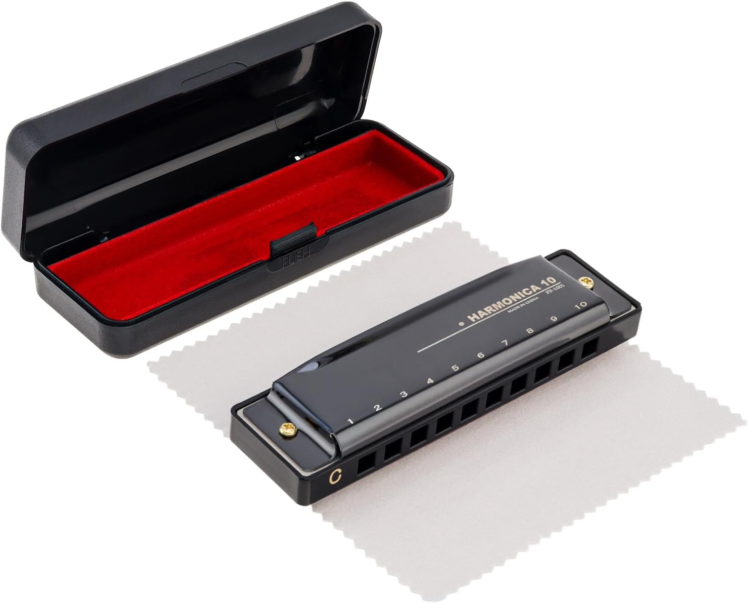 Origlam Blues Harmonica Harp Mouth Organ, 10 Holes C Button Harmonica for Beginners Friends Adults image number 5