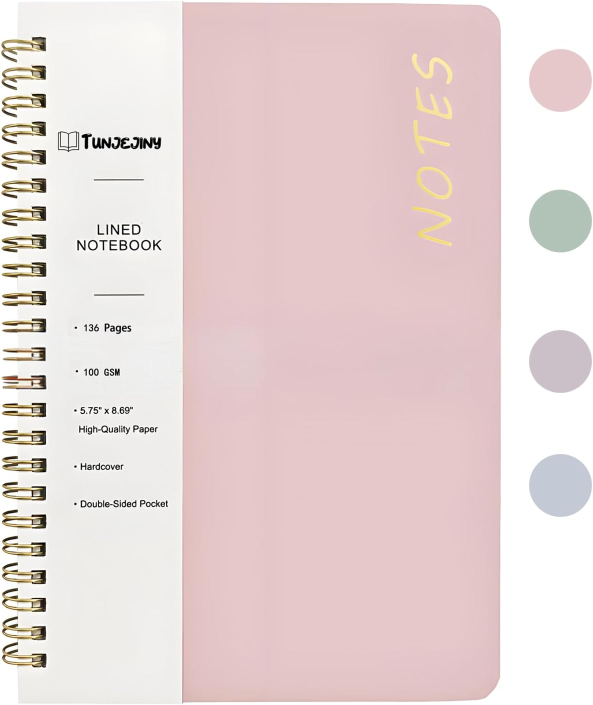 TUNJEJINY Lined Spiral Journal Notebook, A5 College Ruled Journals for Women Men, 100 GSM College Ruled Notebooks for Writing Note Taking and Office School Supplies 6.1" X 8.47" 136 Pages (Green)