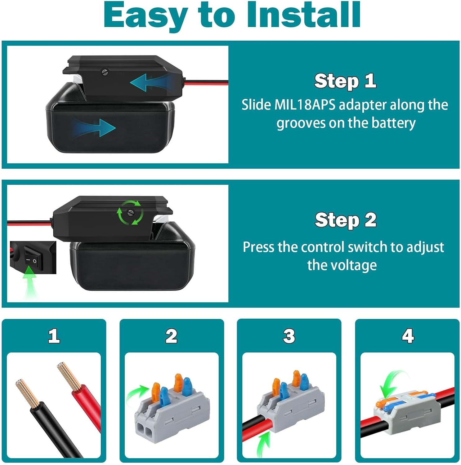Step down Adapter for Makita Battery LXT, 18V to 12V Converter Voltage Regulator from 18V to 5V-13V Adjustment DIY Power Supply, with Cigarette Lighter Connector image number 2