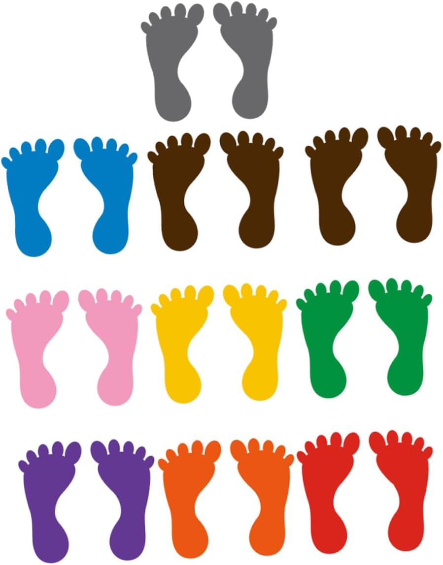 10Pairs Boy Girl Footprint Stickers PVC Decals for Kindergarten Floor Decor Safe Easy to Install Remove Suitable for Smooth Surfaces Mixed Color Design image number 6