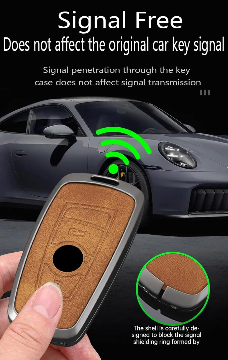 Ontto Metal Leather Key Fob Cover Fit for BMW F20 F30 G20 F31 F34 F10 G30 F11 X3 F25 X4 I3 M3 M4 1 2 3 4 5 6 7 Series Smart Key Shell Case Keyring Key Holder Keychain Accessories image number 4