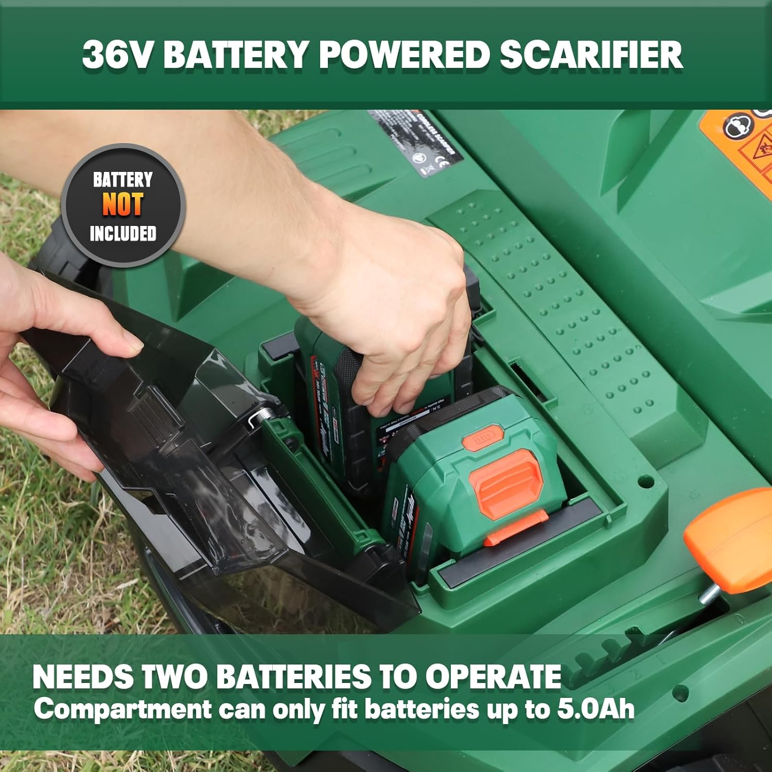 Cordless 15IN 2-In-1 Dethatcher & Scarifier Compatible with Makita 18V Battery (Tool Only), 12 Gal Collection Bag, Air Boost Technology, Quick Fold & 3 Adjustable Position, Walk-Behind for Lawn Care image number 5