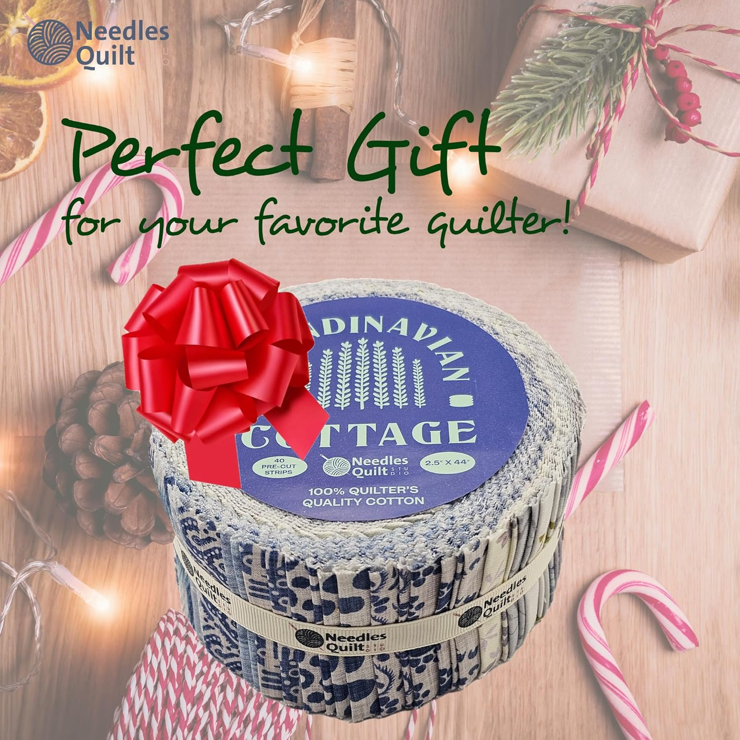 Needles Quilt Studio - 2.5" Precut 40 Fabric Strip Bundle (Scandinavian Cottage) | Cotton Strips Bundles for Quilting - Jelly Rolls for Quilting Assortment Fabrics Quilters & Sewing - Precuts Cloth image number 2