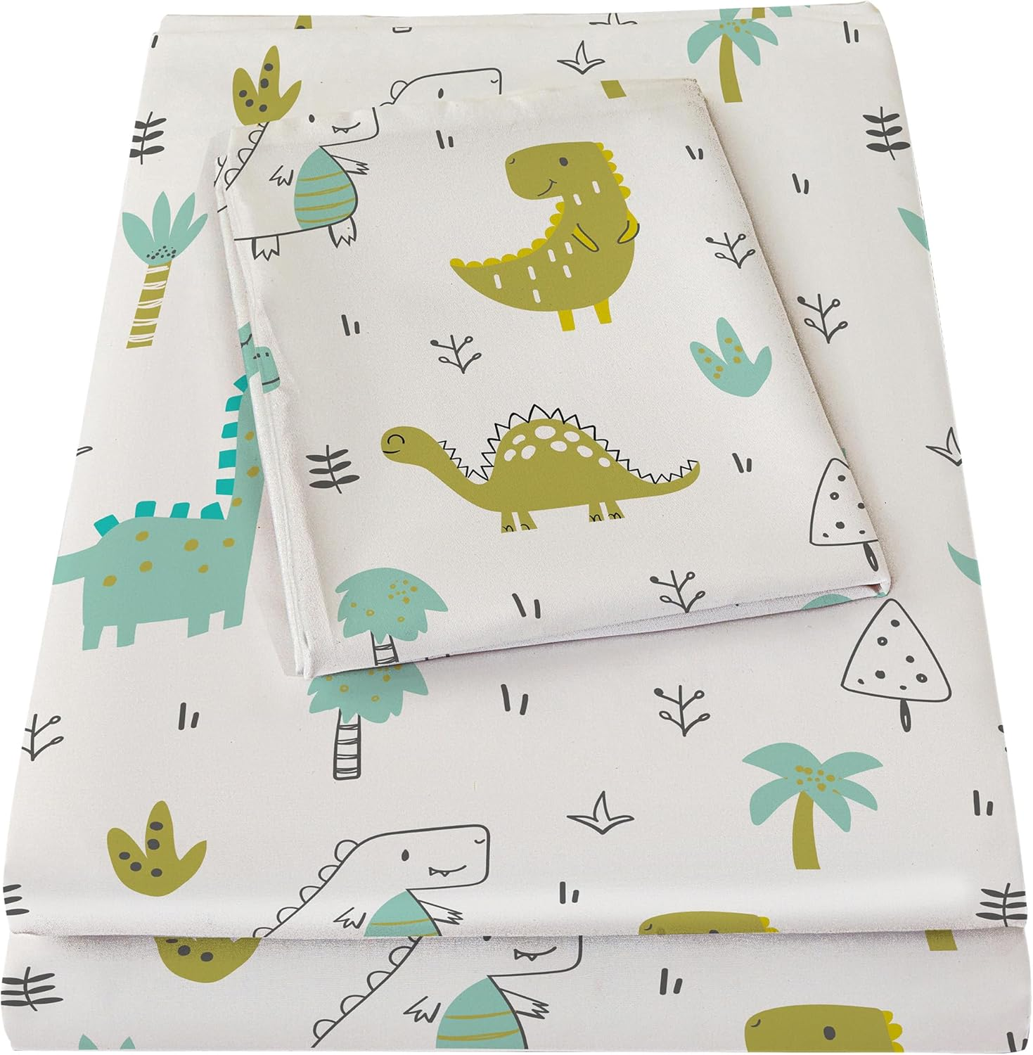 Bedmoon Boys Twin Sheets, Kids Car Truck Soft Microfiber Twin Sheets & Pillowcases with Elastic Corner Straps, White