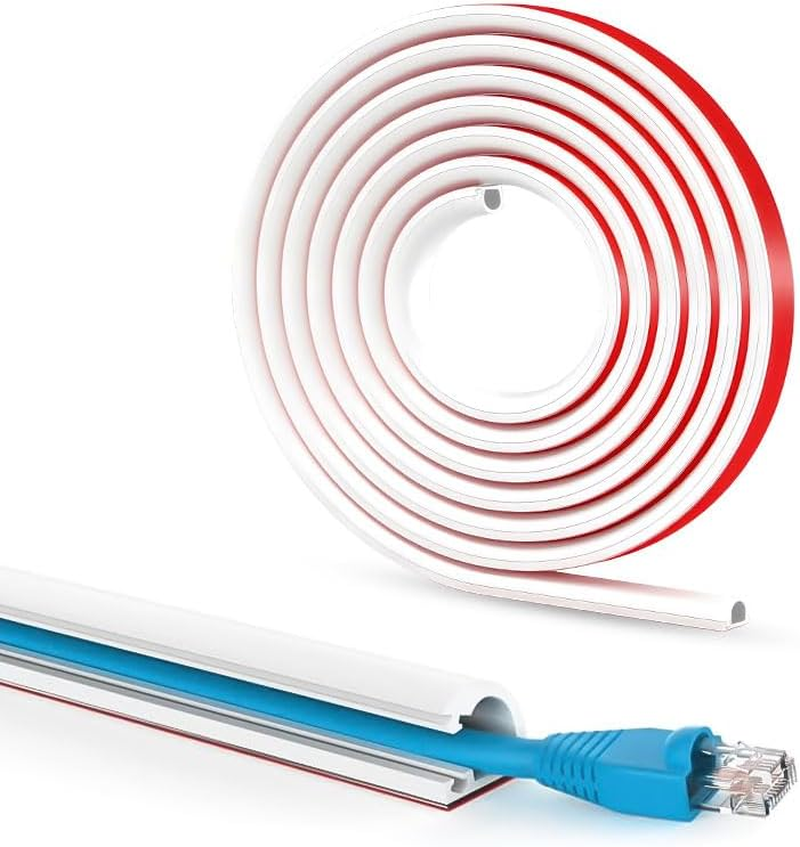 1M White Silicone Cable Trunking - Soft Cable Raceway Cover for Wall & Desk, Cord Hider Organiser for Tv/Home/Office, Wire Management System for Extension Cords & Electronics image number 1