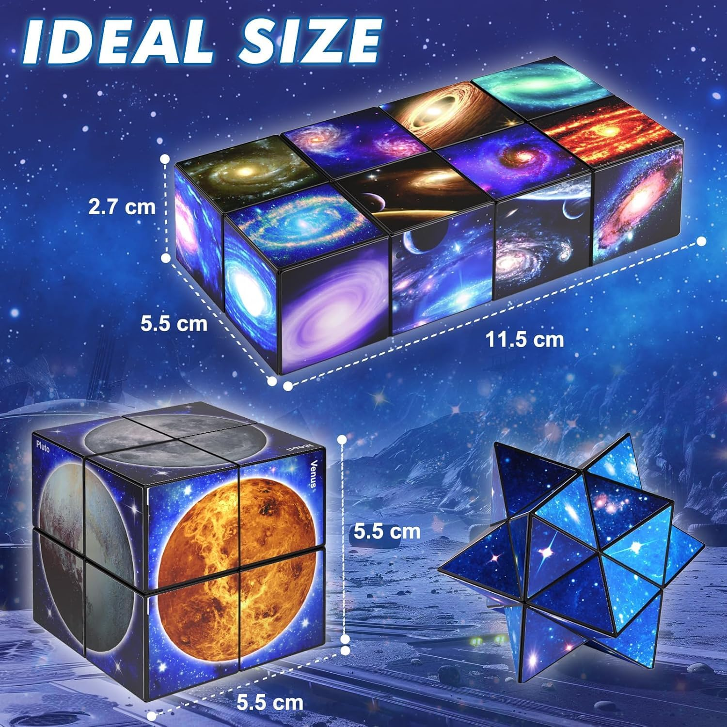 Infinity Cubes Toys for Kids Age 8-12 Birthday Presents for Girls Boys Autism Travel Magic Cube for Children Space Solar System Fidget Puzzles Smart Games Toy for 6 7 8 9 10 11 Year Old Boy Gifts image number 2