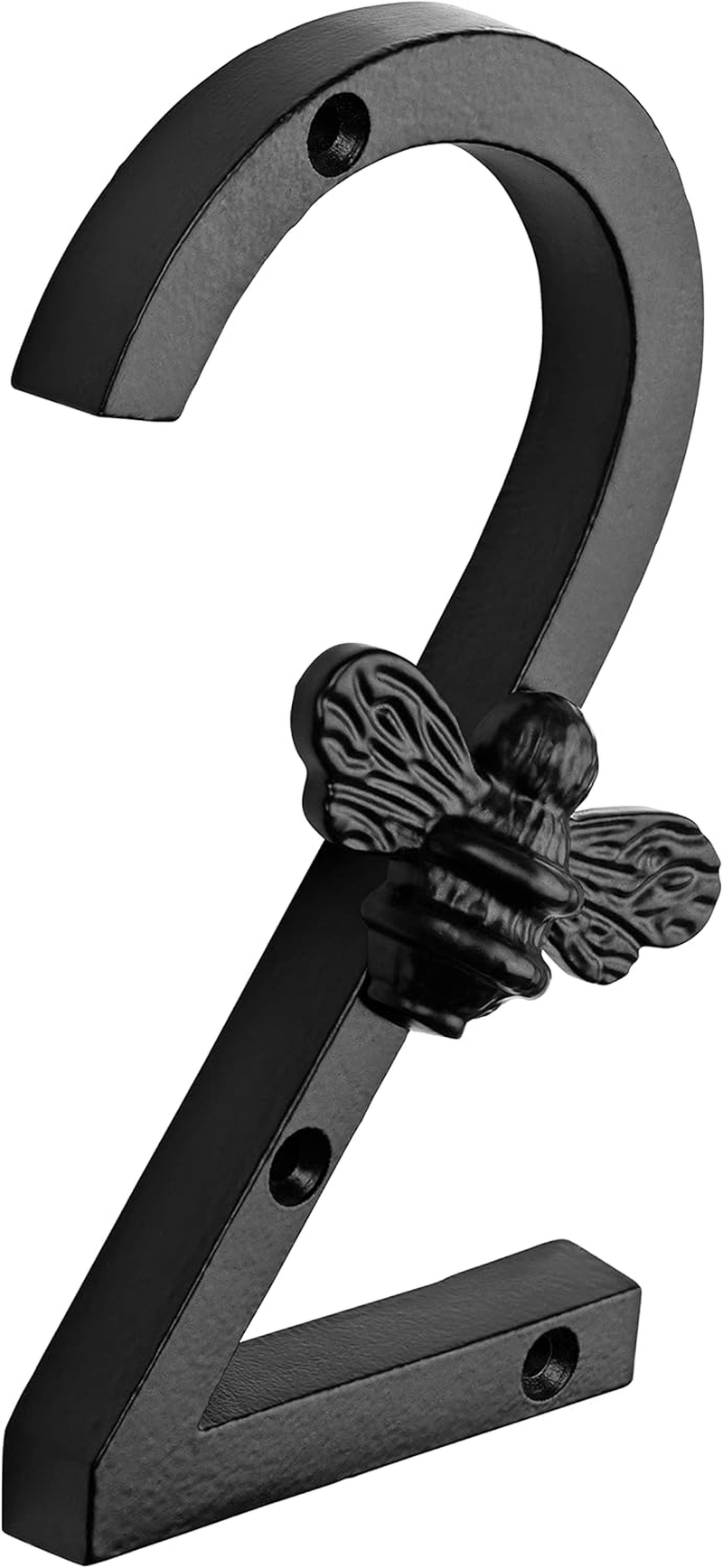 Brass Bee House Number with Bee Design | 5 Inch Modern Door Sign Numbers Signs Plaques | Street Home Address Numerals, Black Iron Metal 0-9 (3) image number 2