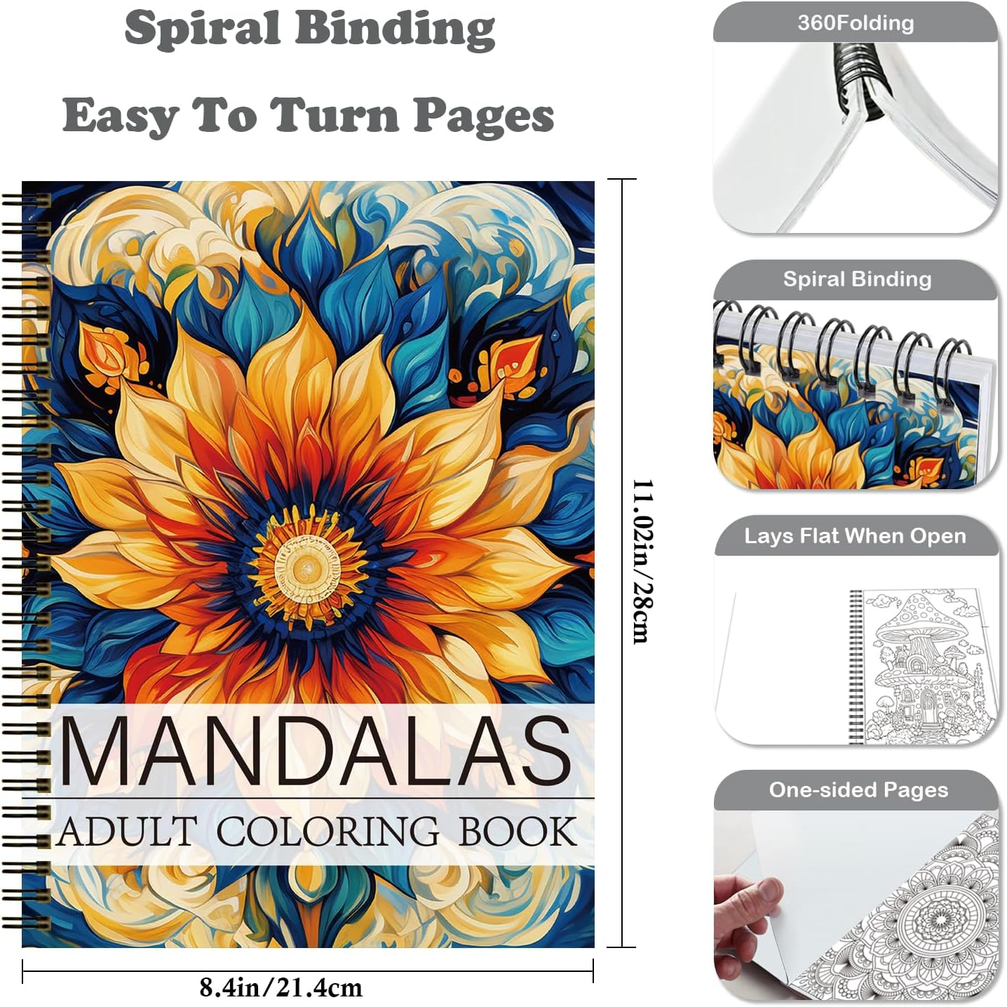 Aannanl Adult Colouring Book Set of 3 Colouring Books for Adults Relaxation Include Mandalas,Flowers and Fairytale House Theme,Coloring Books for Women Men to Relieve Anxiety and Stress Relief image number 6