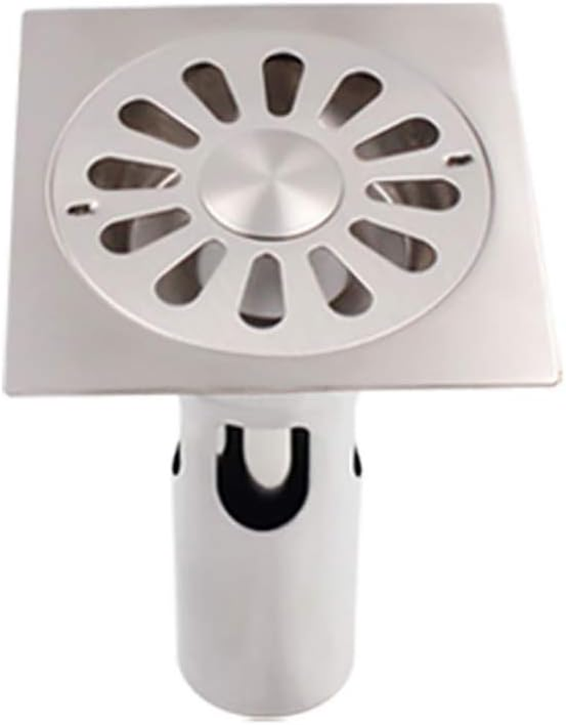 Sagasave 100Mm X 100Mm round Deep Water Floor Drain, Stainless Steel Brushed Surface Shower Drain, Floor Drain for Bathroom Toilet Kitchen Laundry Garden image number 3