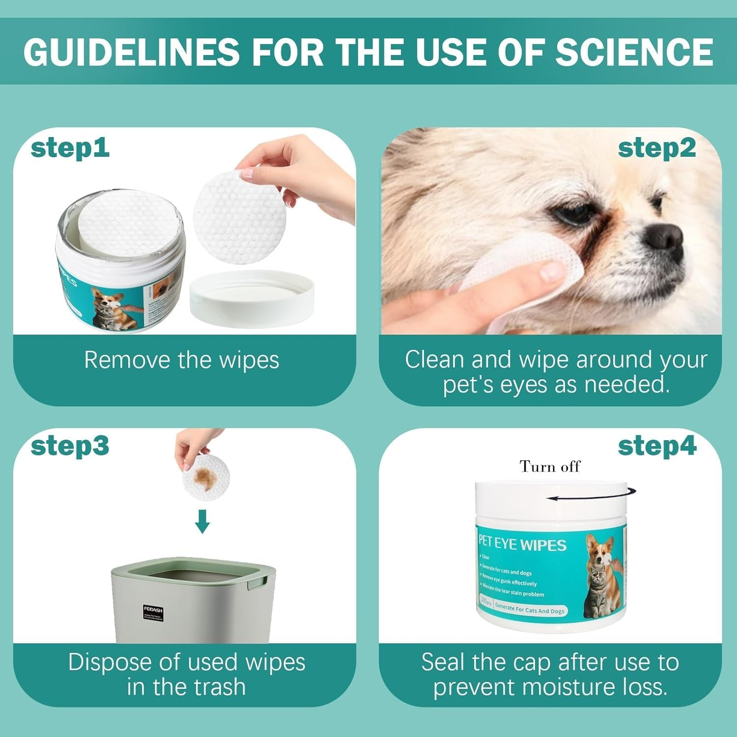 Mumoo Bear Dog Eye Wipes, 200Pcs Eye Wipes for Dogs & Cats Remove Tear Stain, Eye Debris, Mucus Secretions Discharge, Pet Gentle Care Supplies Disposable Cleaning Wipe for Eye image number 2