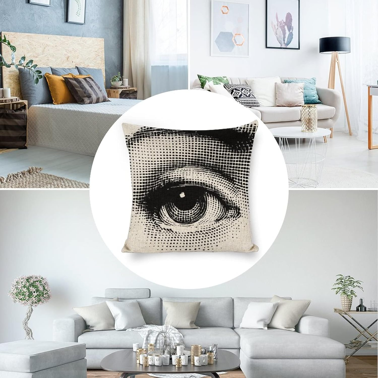 Lina Cavalieri Artificial Linen Throw Pillow Case, Decorative Cushion Cover Square Art Personalized Eye,Only Includes Pillowcase,18"X18"(45X45Cm),Style-2 image number 5
