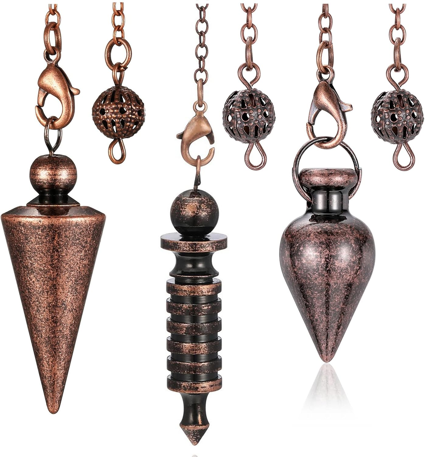 Top Plaza 3 Pcs Metal Pendulum for Divination Witch Dowsing Pendulum Wicca Healing Spiritual Answers Energy Balancing Pointed Cone Pendulum