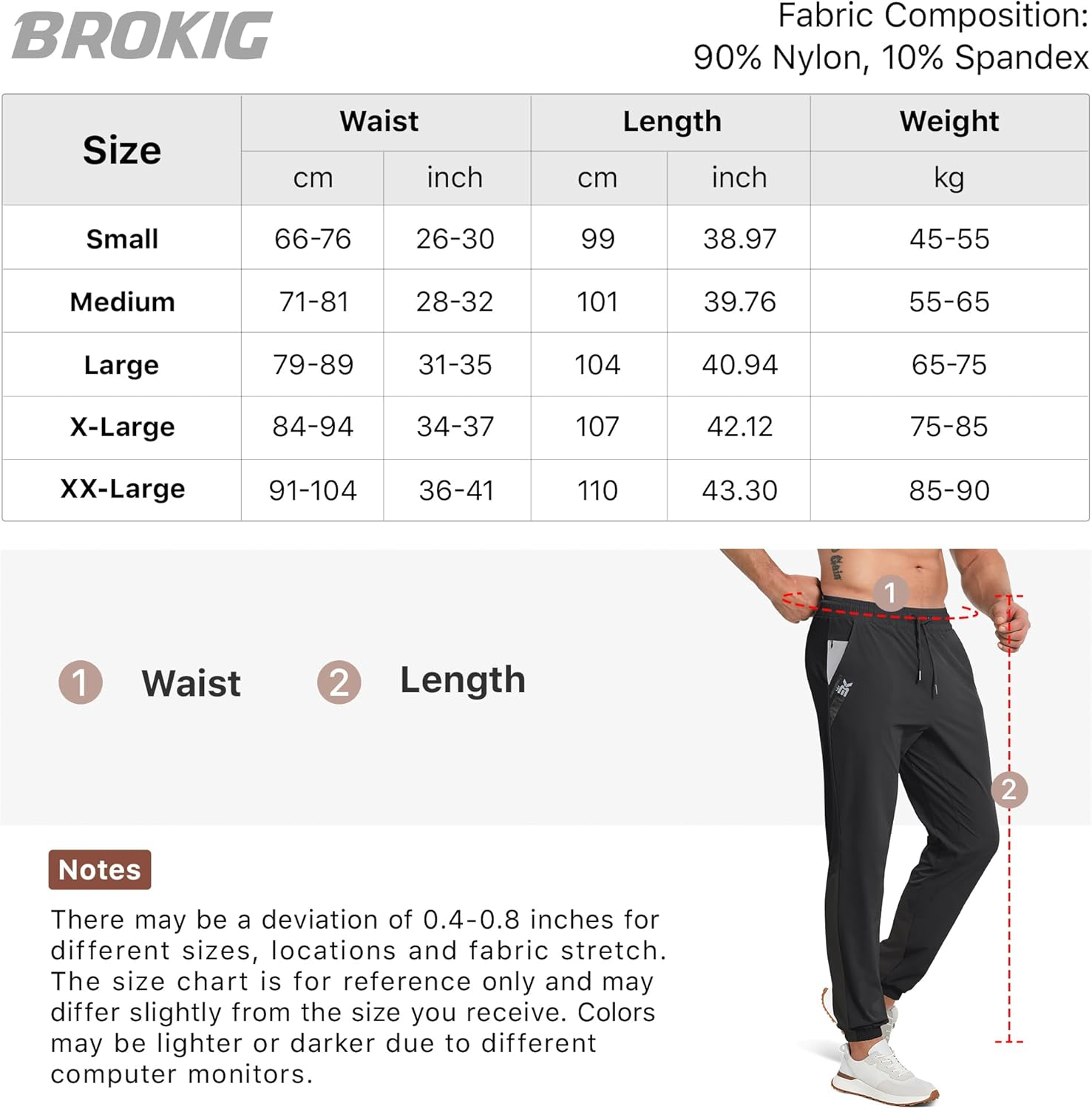 BROKIG Men'S Clashing Joggers Pants,Lightweight Workout Gym Track Pants Mesh Leg Casual Sports Running Sweatpants with Zip Pocket image number 3