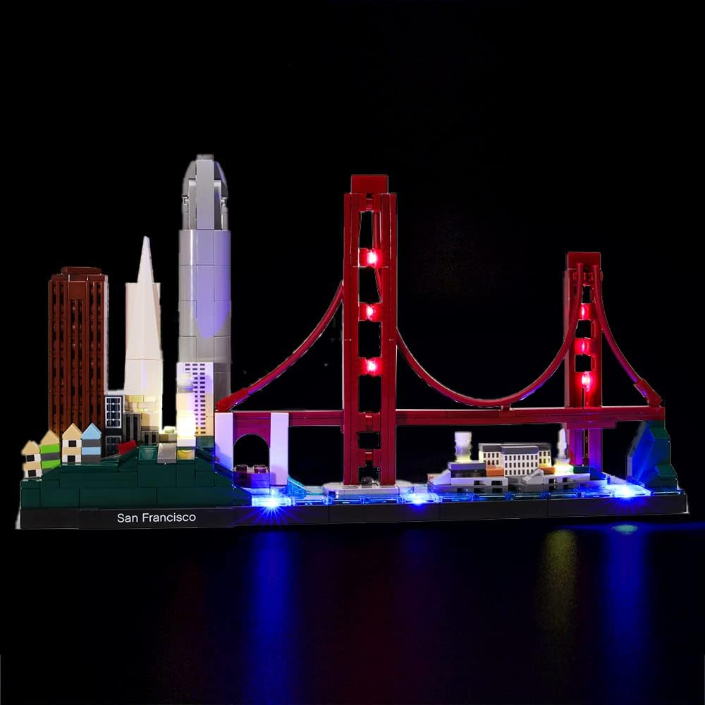 GEAMENT Upgraded Version USB Light Kit for Architecture Skyline Collection San Francisco Golden Gate Bridge - Compatible with  21043 Bricks Model ( Set Not Included) (With Instruction)
