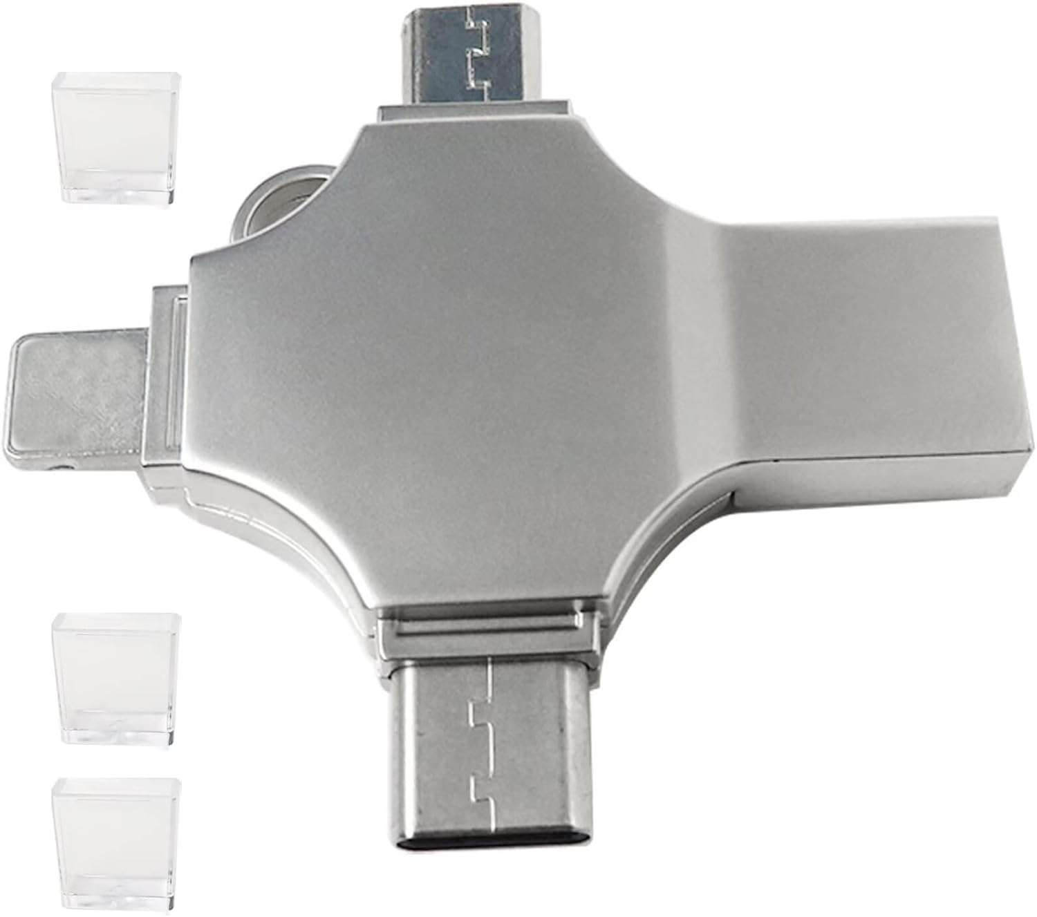 Weistiy 64GB 4-In-1 Port USB 3.0 Flash Drive Memory Stick for I-Pad Samsung for I-Phone5/6 for I-Phone7/8/X Android, for Ios, for I-Phone, Laptop, PC image number 1