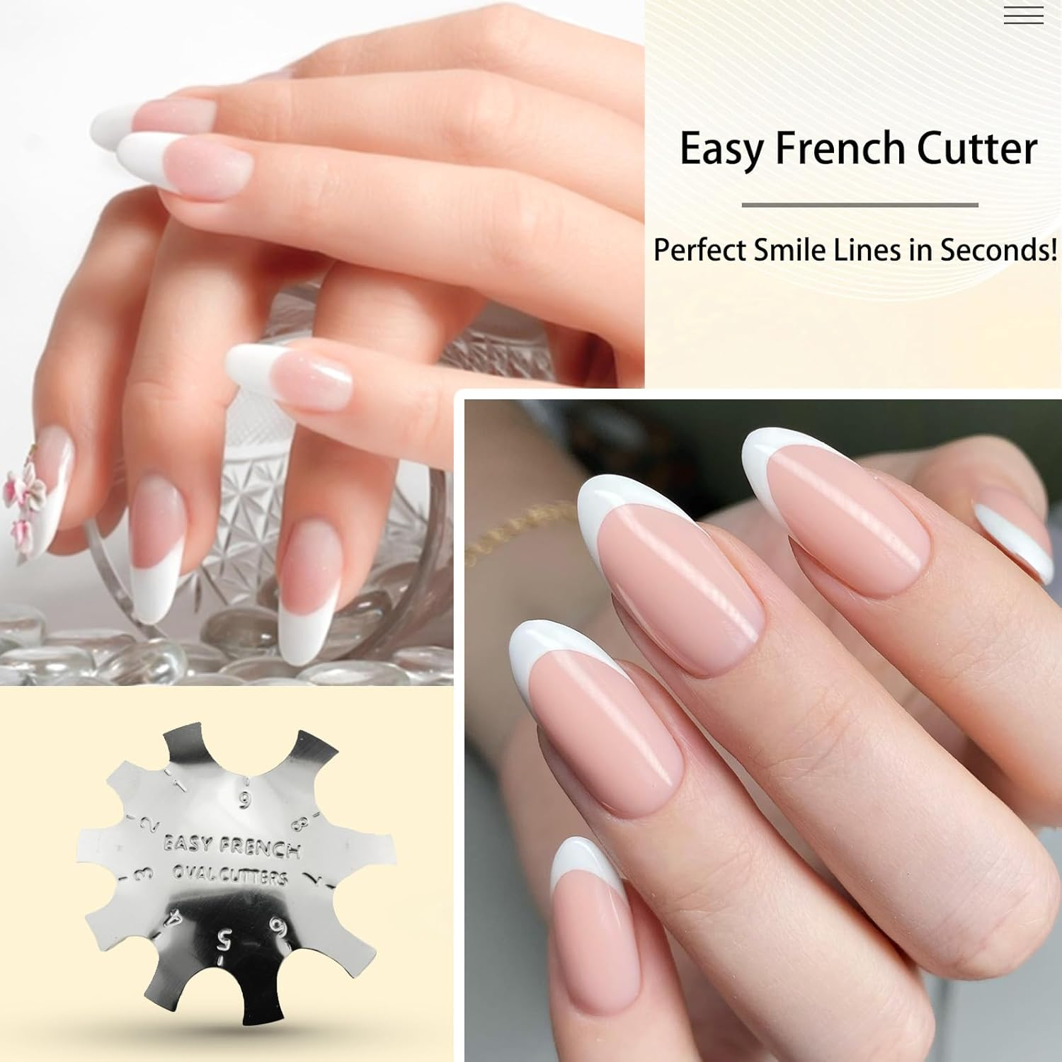 Oval Easy French Smile Line Nail Art Manicure Edge Trimmer Nail Cutter Acrylic Tool with 9 Sizes, HJ-NAT185 image number 2