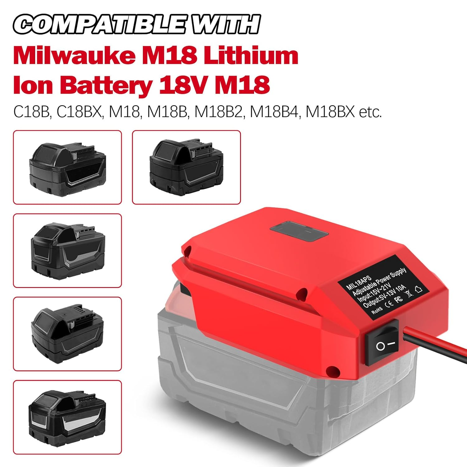 18V to 12V Step down Converter for Milwaukee M18 18V, Power Wheel Adapter for Milwaukee Voltage Reducer Transformer 130W Buck Converter Regulator for RC Car Truck Light & DIY image number 4