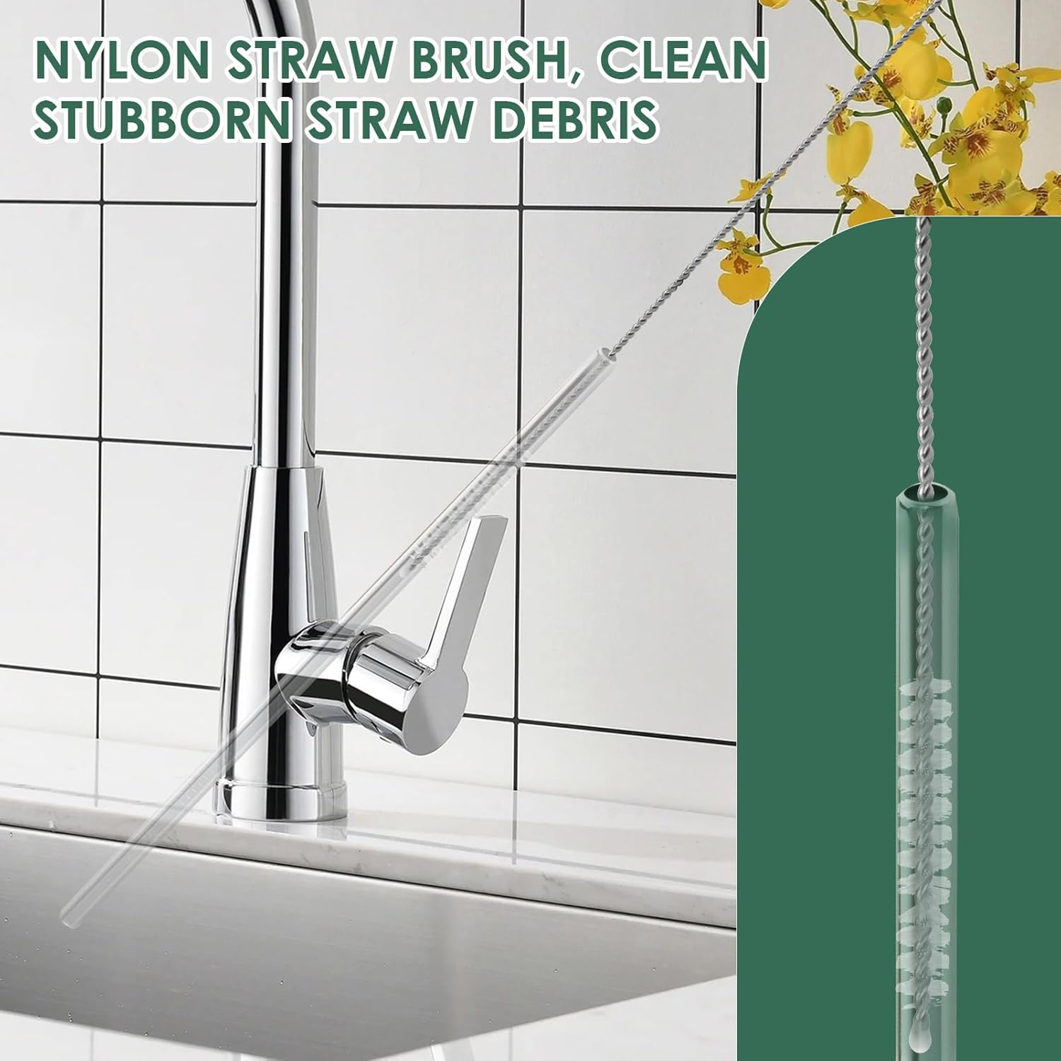 3 in 1 Baby Bottle Brush Set Reusable 3 Brushes to Clean Baby Bottles Nipples and Straws Ideal for Home and Travel Use (Green) - Green image number 6