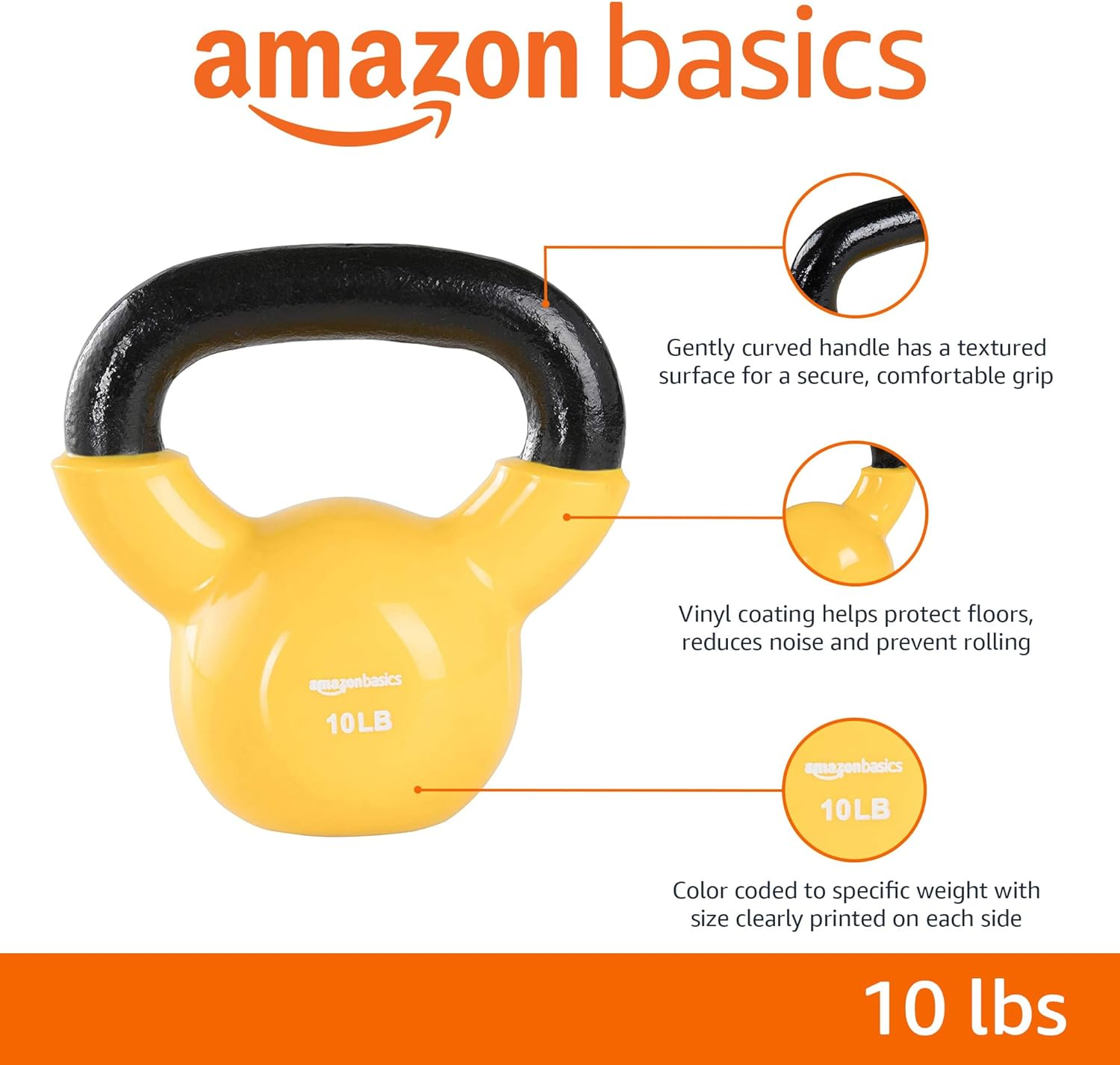 Amazon Basics Vinyl Kettlebell, 10Lbs / 4.5Kg image number 3