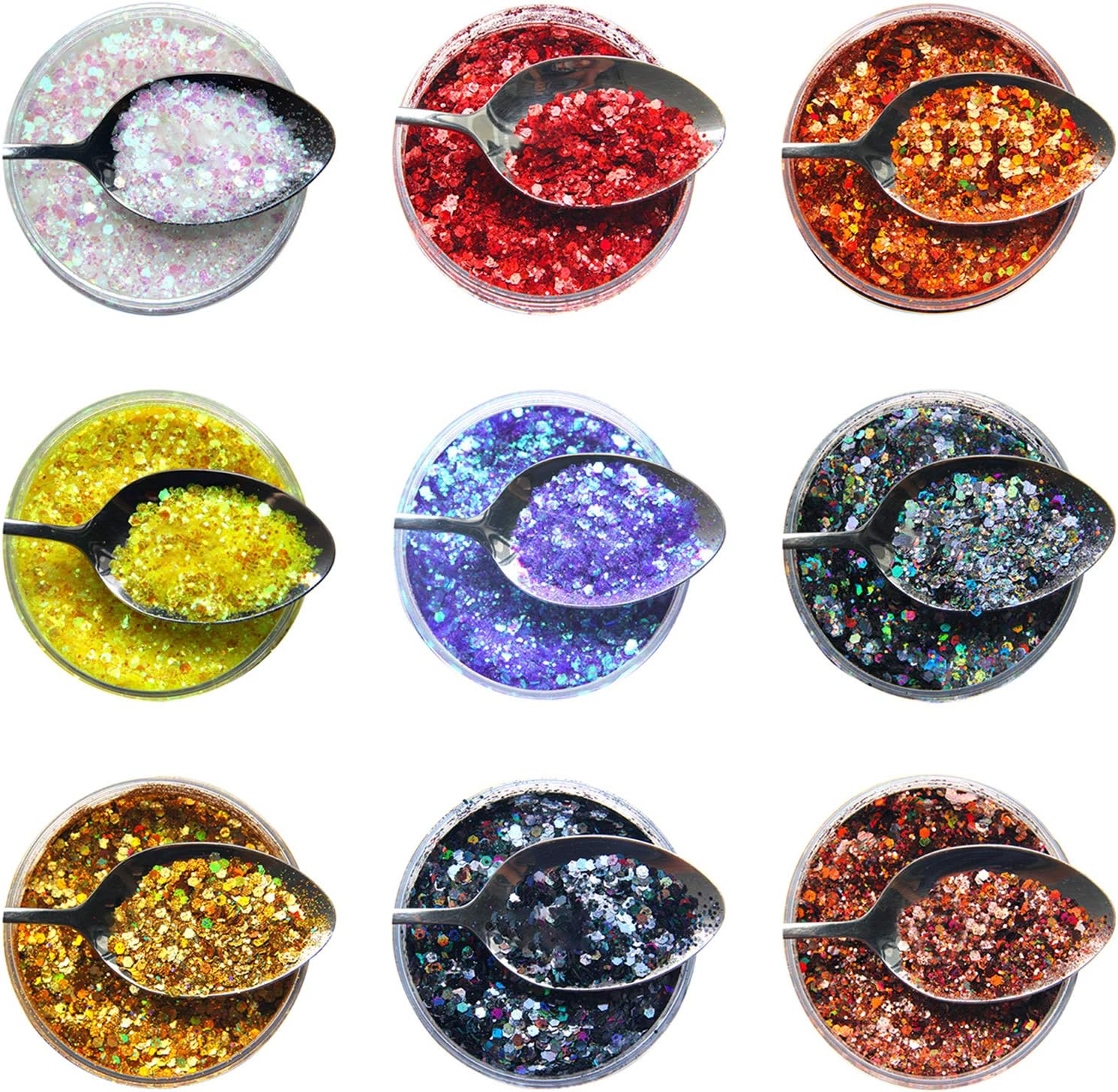 9 Pcs Nails Decoration for Christmas Arts and Crafts Mix Color Nail Art Acrylic Glitter Powder Sequin image number 2