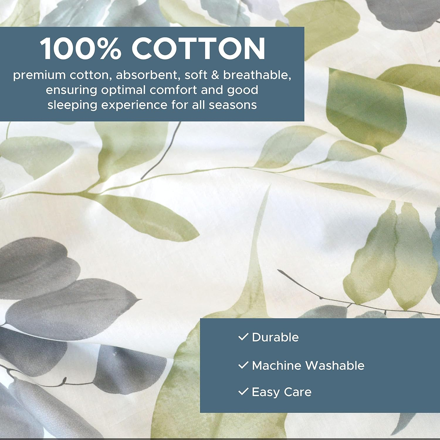 Essina Cotton Bed Sheets Set &ndash; 4 Pcs Super King Bedding Set with Deep Pocket Fitted Sheet, Flat Sheet, 2 Pillow Cases&ndash; 620 Thread Count- Cotton Bed Sheets Super King Size &ndash; Watercolour image number 3