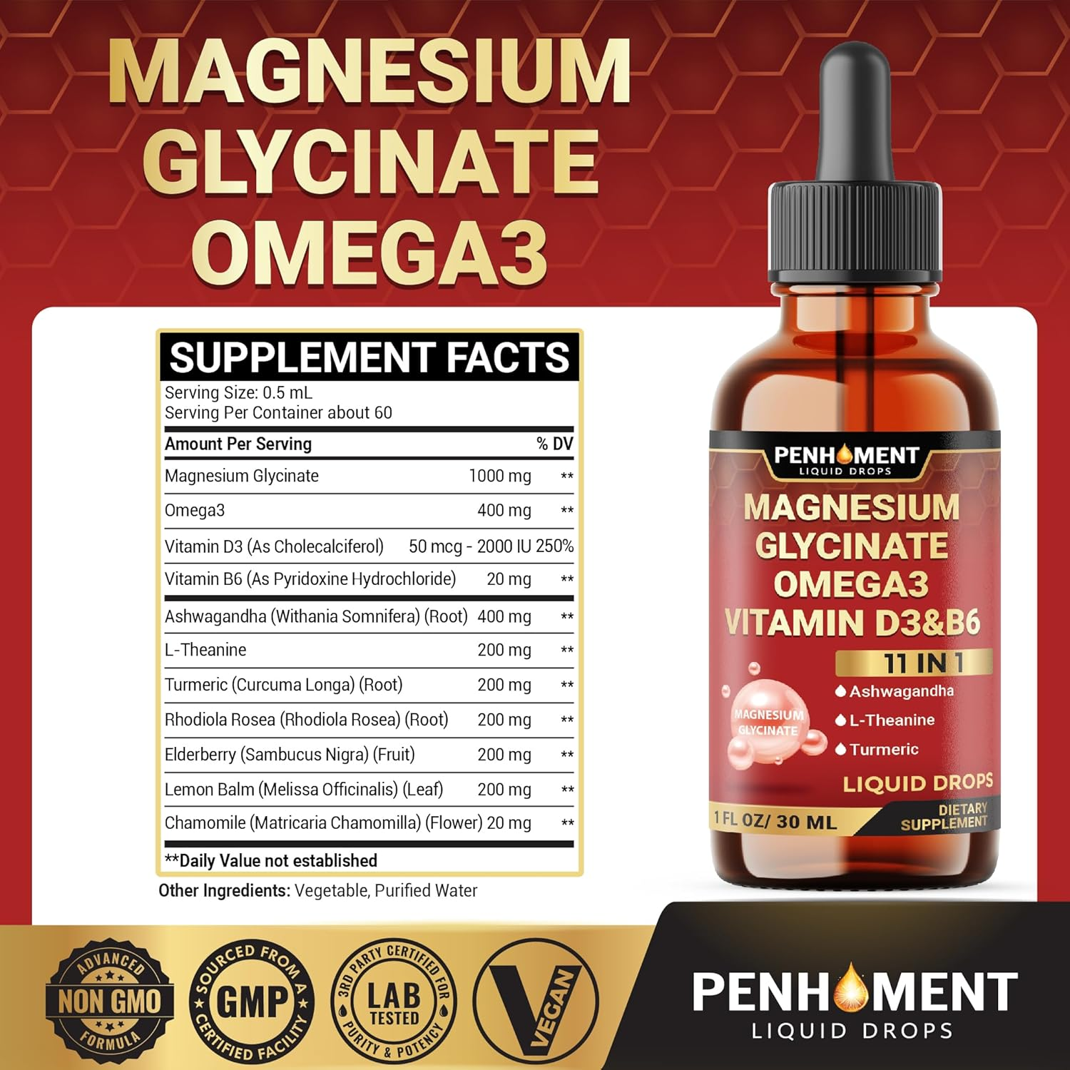 11In1 Magnesium Glycinate Liquid Drop - 2840Mg Maximized Absorption Magnesium Complex Supplement to Support Brain - 2 Month Supply image number 6