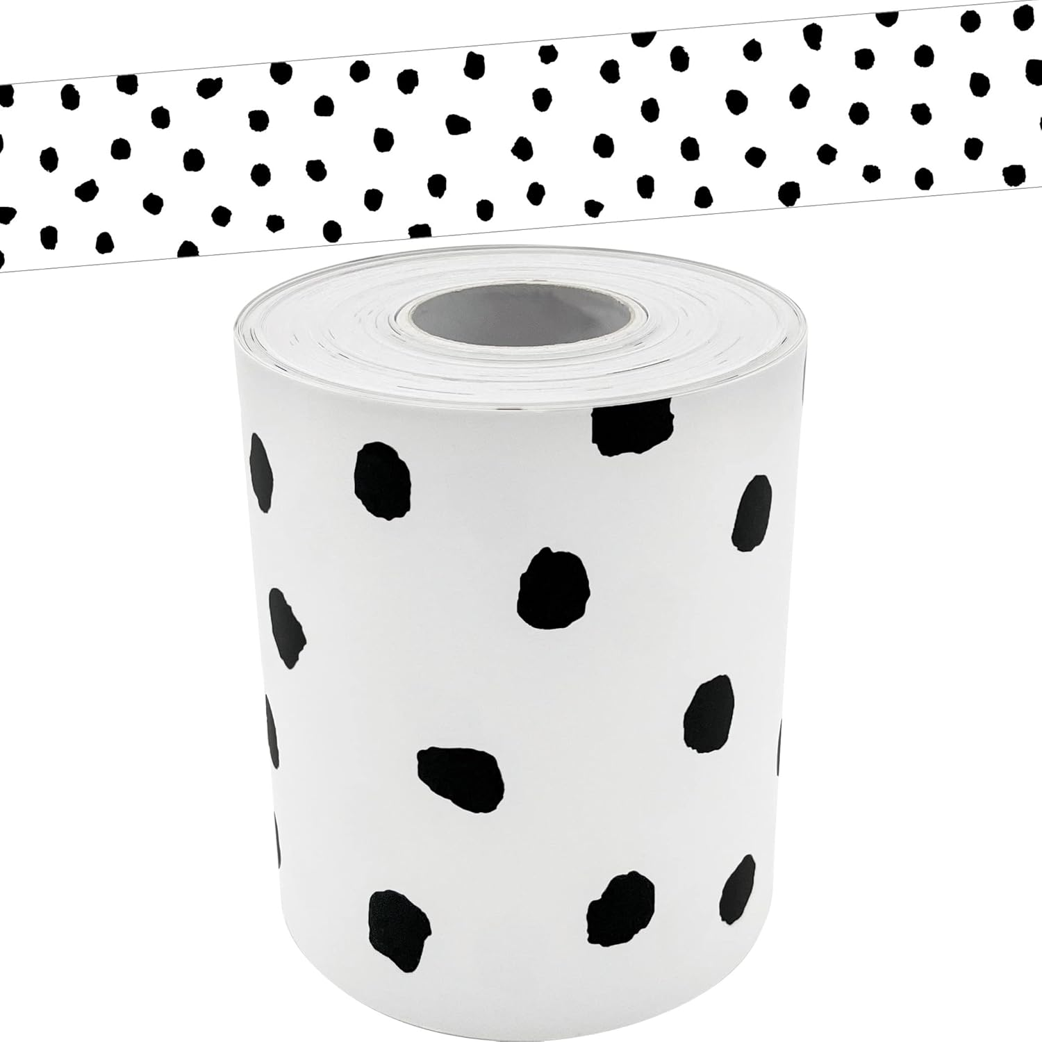 Teacher Created Resources Black Painted Dots on White Straight Rolled Border Trim (TCR8910) image number 2