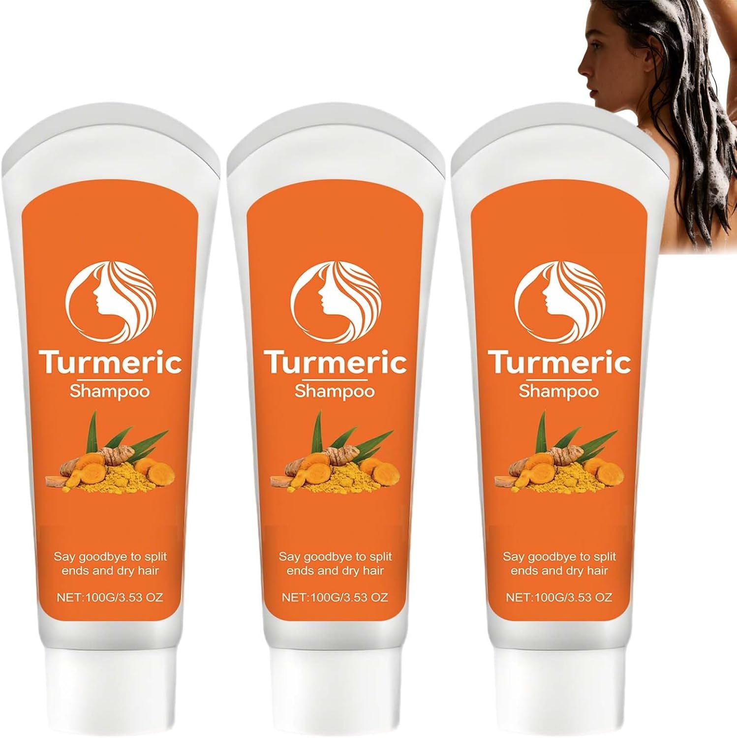 Turmeric Infused Hair Shampoo, Deep Nourishing Scalp & Hair Care Shampoo, Strengthens Hairs Strands & Enhances Hairs Elasticity, Improves Haired Texture & Glossy, Softens Haired Reduces Frizzy (1PCS)