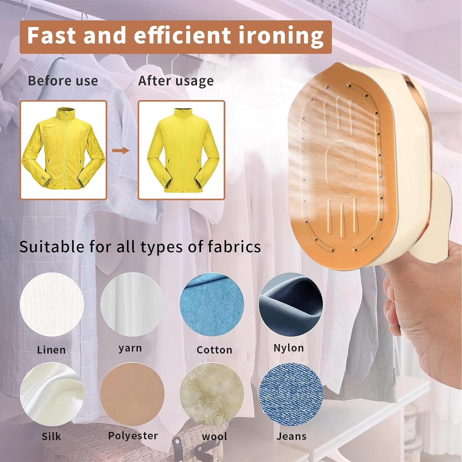 Yoawllty Garment Steamer, Mini Travel Iron, Handheld Portable Steamer for Clothes, Small Clothing Steamer, Steam Iron, Travel Essentials Gift