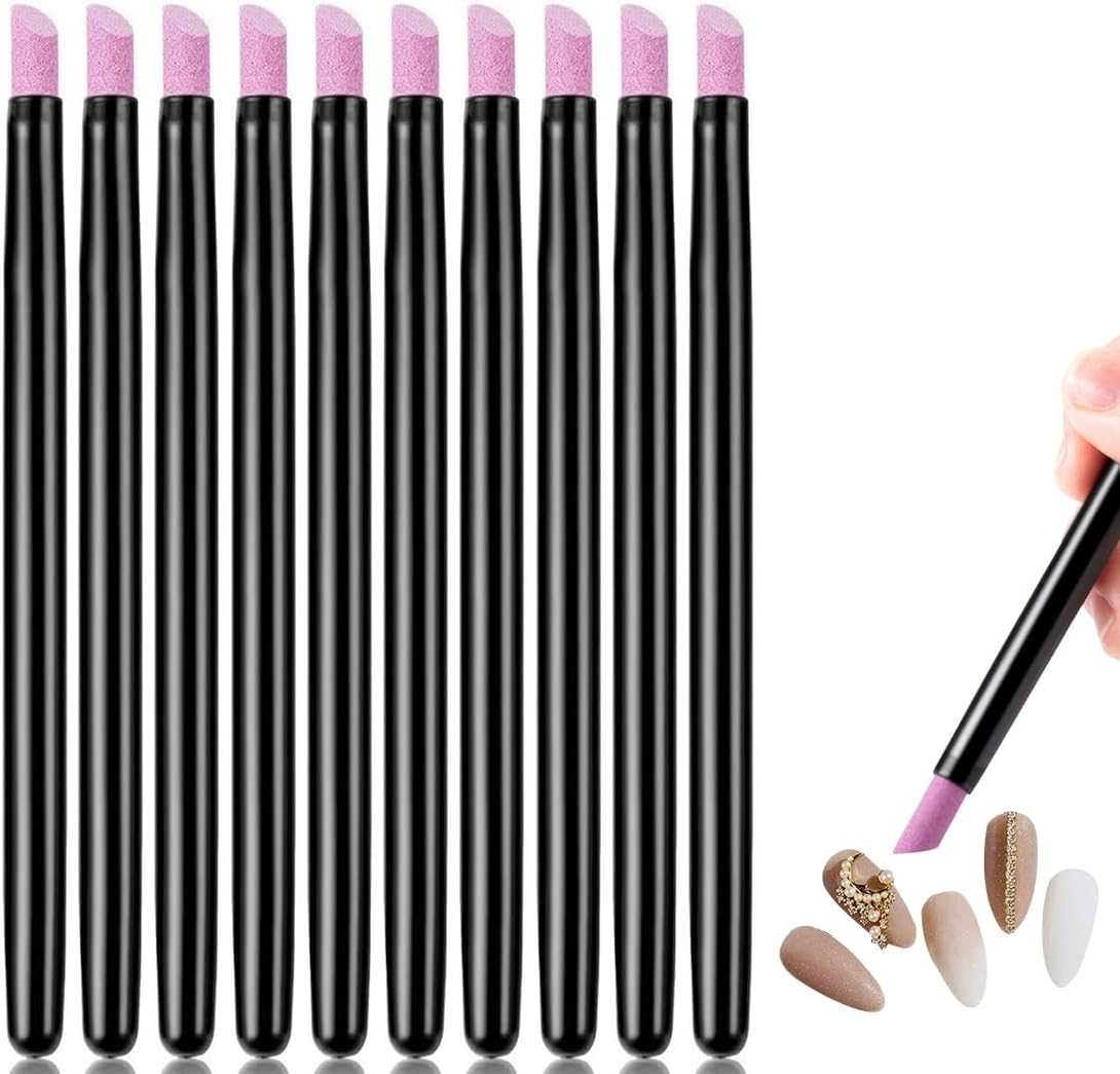 UEAVOID Pack of 10 Double Headed Cuticle File Stone, Quartz Pen, Nail File Stone, Quartz Stone Nail File, Cuticle Pusher, Nail Grinding Pen, Stone Nail File Pen, Nail Grinding Pens image number 5