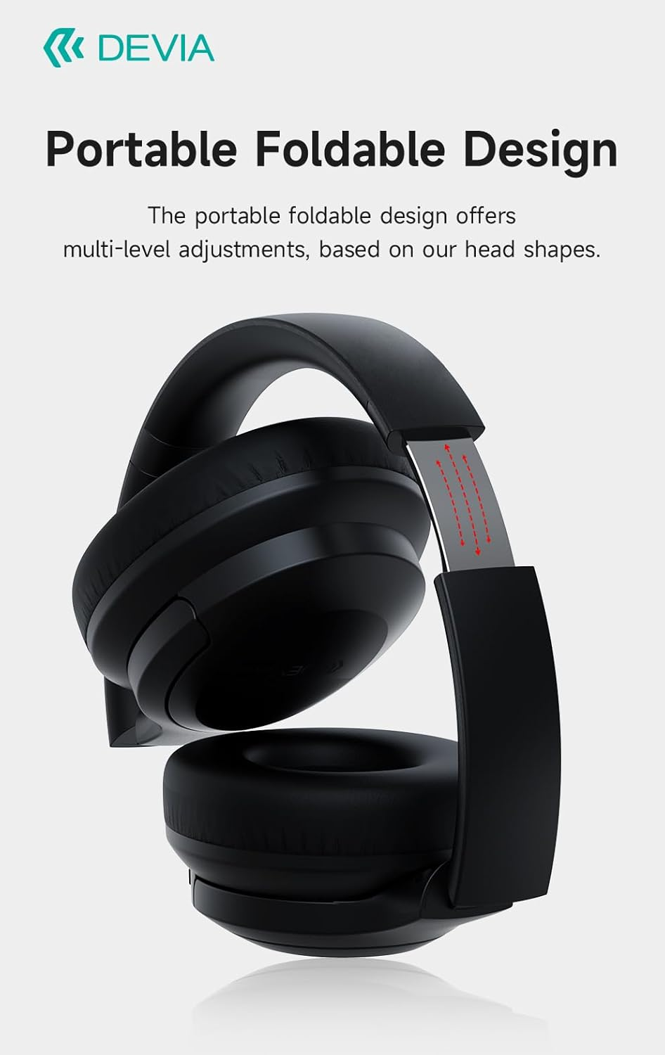 Wireless Black Headphones with Active Noise Cancellation | Over-Ear Bluetooth Headset with 20H Playtime, Hi-Fi Stereo Sound, Deep Bass, Foldable Design, Comfortable Earpads for Travel, Work, Gaming image number 4