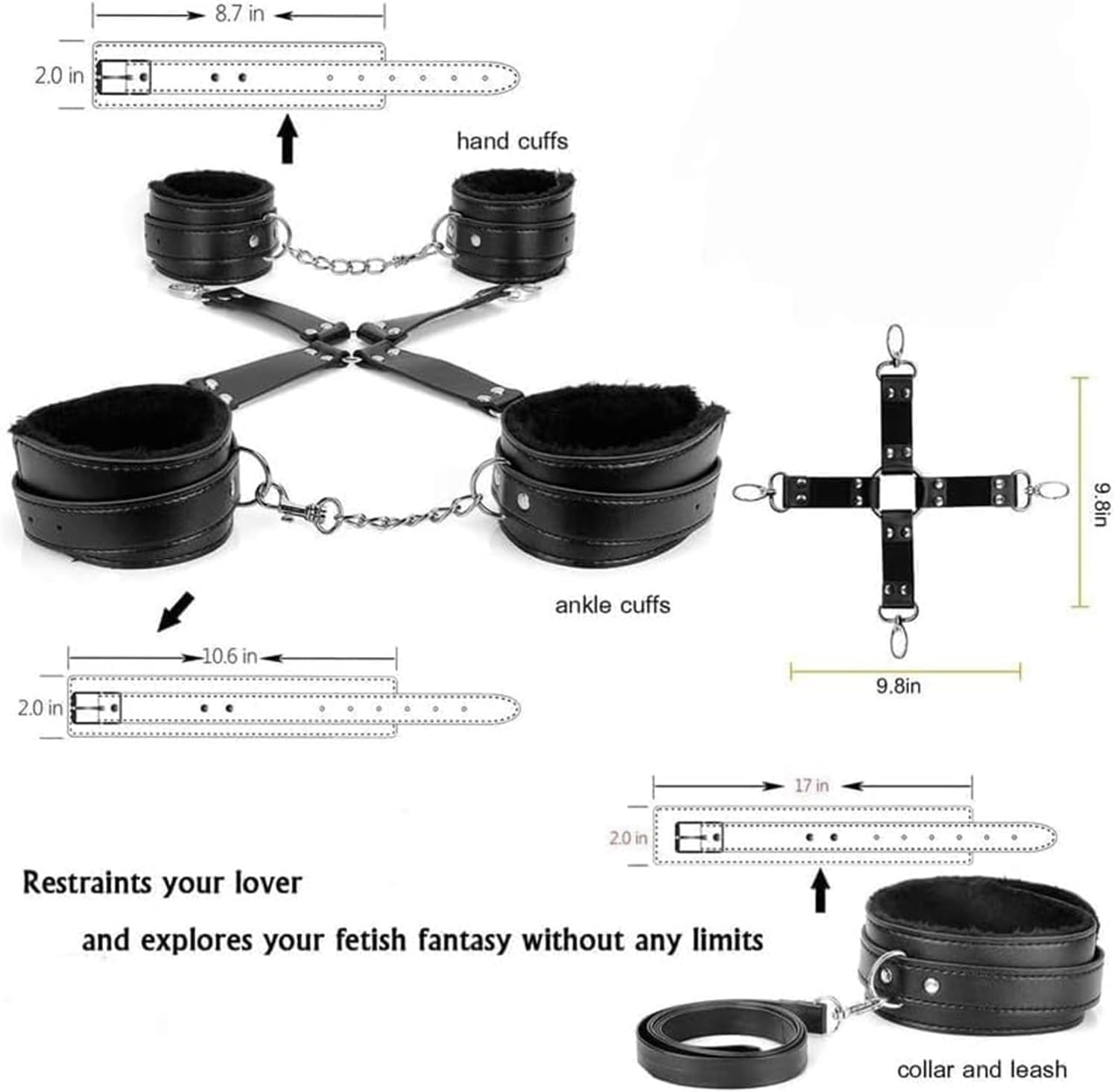 10 Sets of Couple Sex Game Tools, S&M Game Tool Kit, Adjustable Bed Game Set Toys Male Couple Sex Adjustable and Comfortable Couples and Beginner'S Toys,Black image number 4