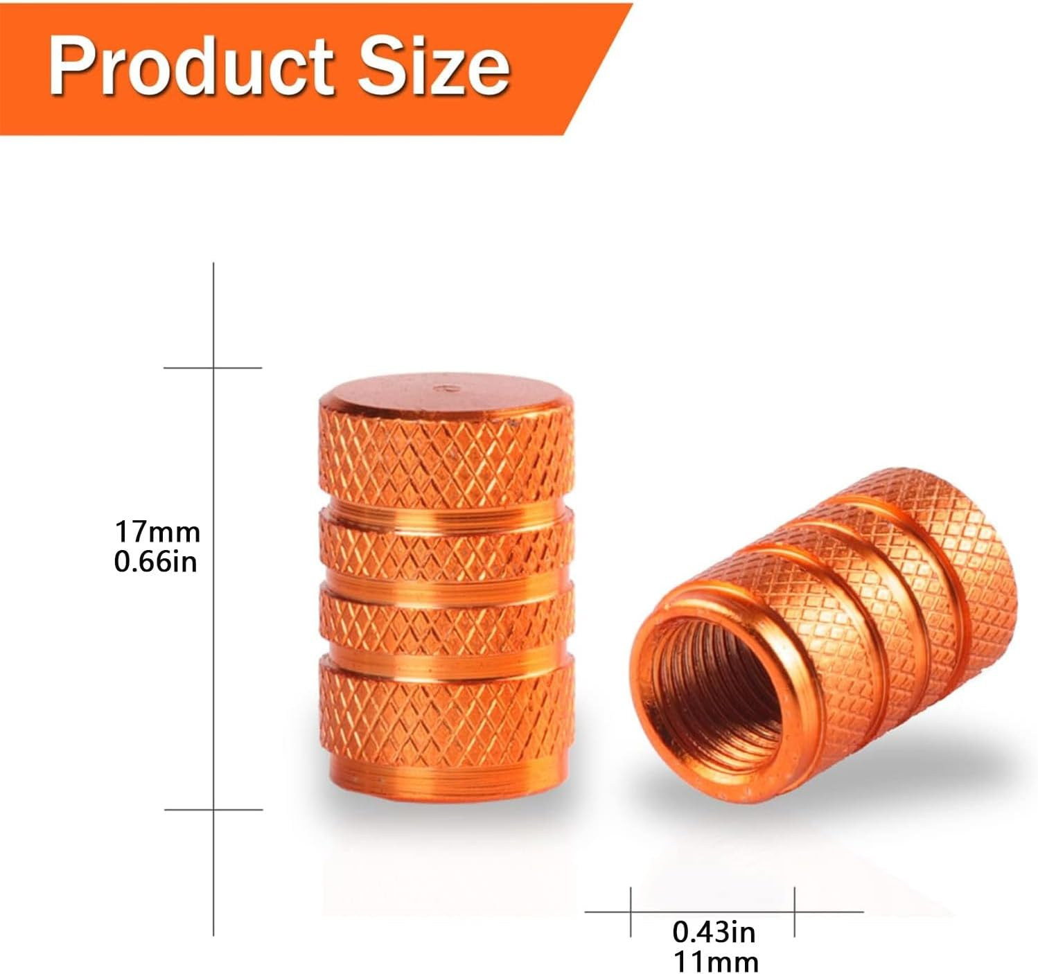 SINGARO 12PCS Tire Valve Stem Caps, Car Exterior Accessories, Aluminum Alloy Valve Cover Universal for Cars, Trucks, Motorcycles and Bicycles (Orange) image number 4