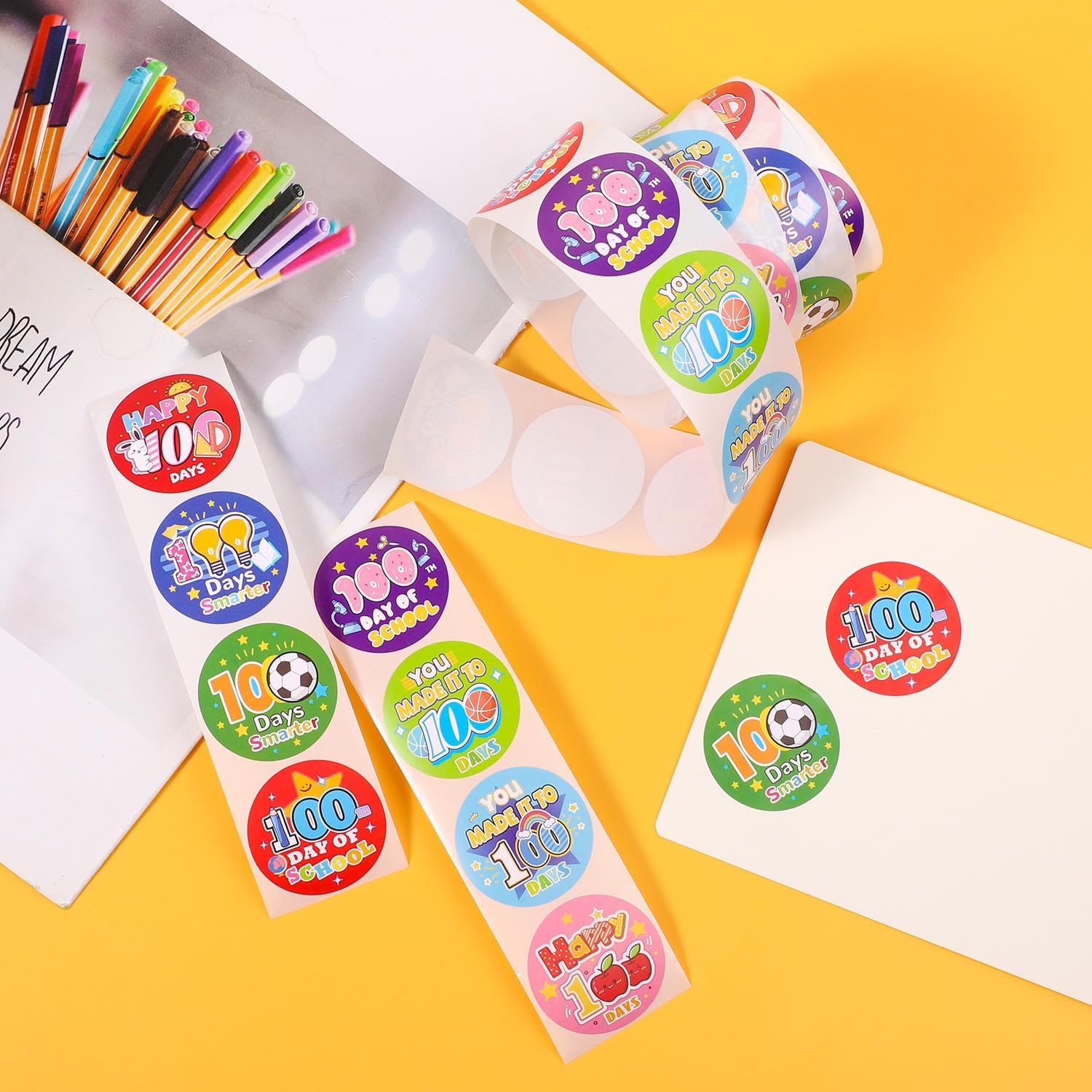 500Pcs 100 Days of School Stickers, One Hundred Days Smarter Encouragement Stickers School Teacher Incentive Reward Sticker for Kids Kindergarten School Party Decoration image number 6