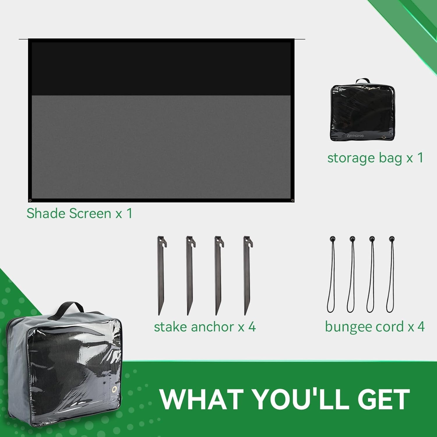 9' X 14'3'' RV Awning Shade Screen with Zipper, 600D Oxford Top + Mesh Bottom, Sun Shade Screen for Awning, Complete Kit for Trailer Camper image number 6